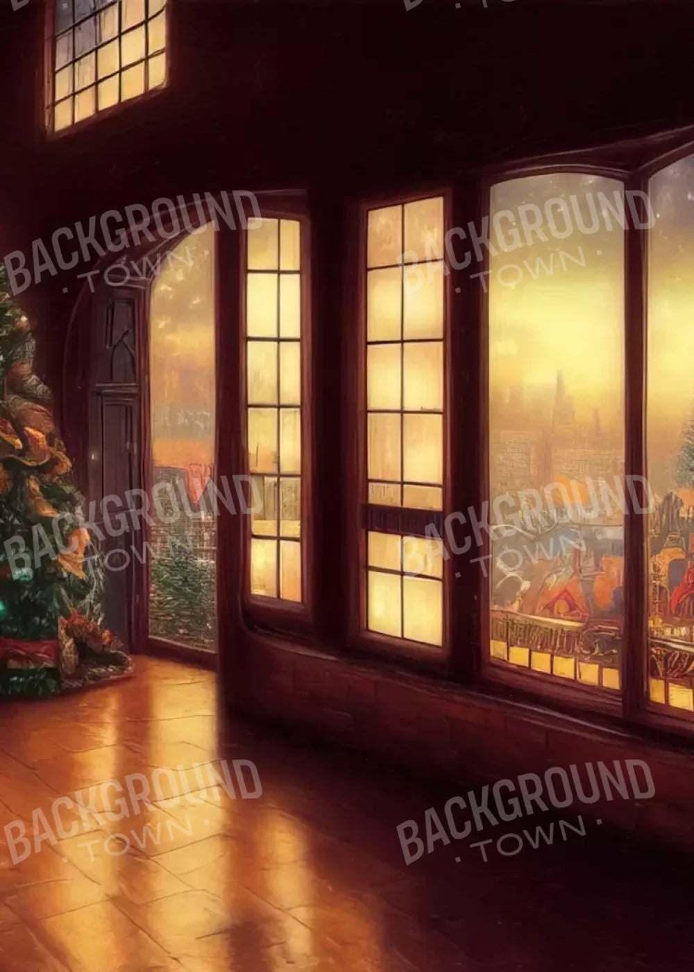 Holiday Train Station 5’X7’ Ultracloth (60 X 84 Inch) Backdrop