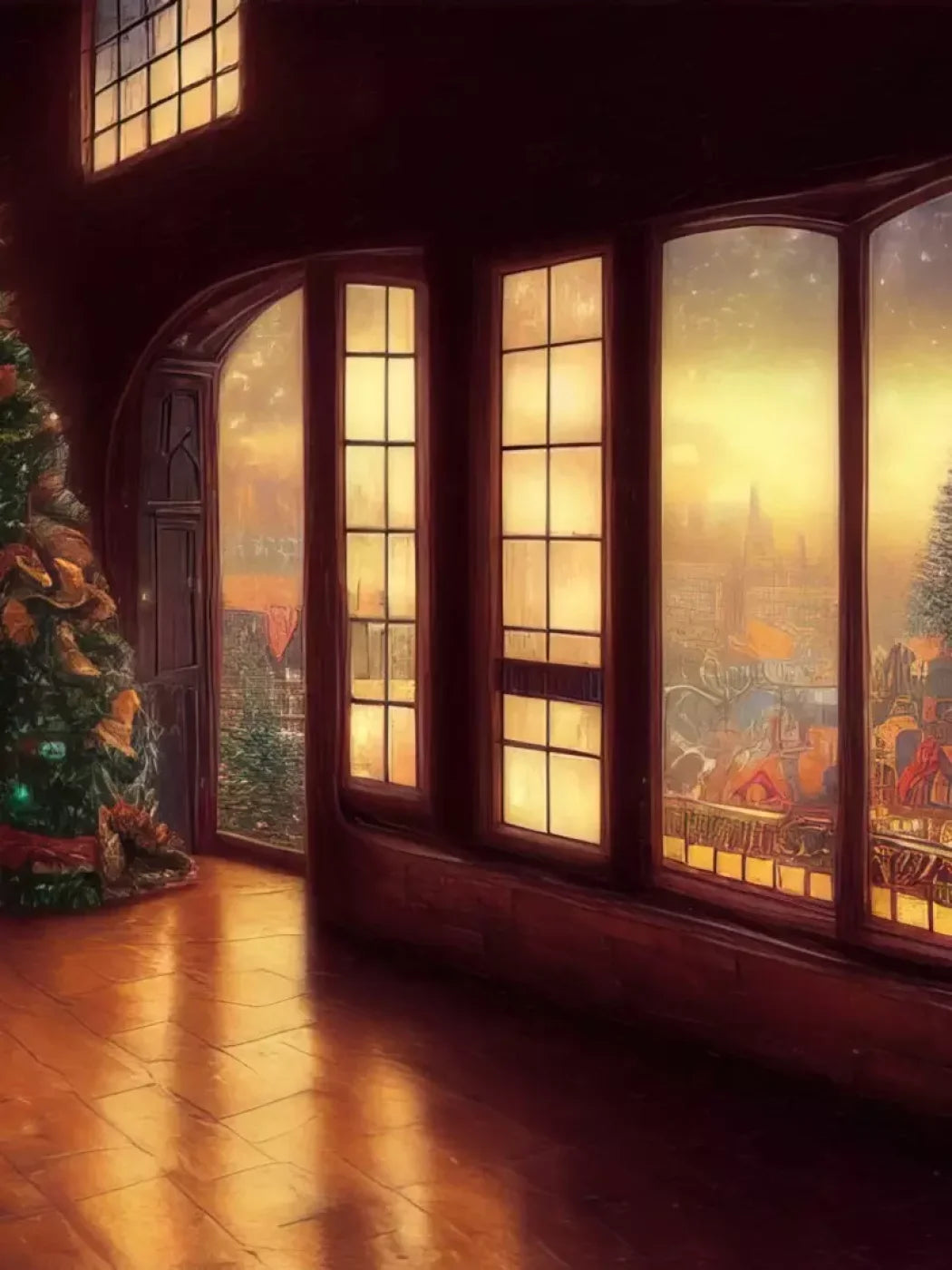 Holiday Train Station 6’X8’ Fleece (72 X 96 Inch) Backdrop