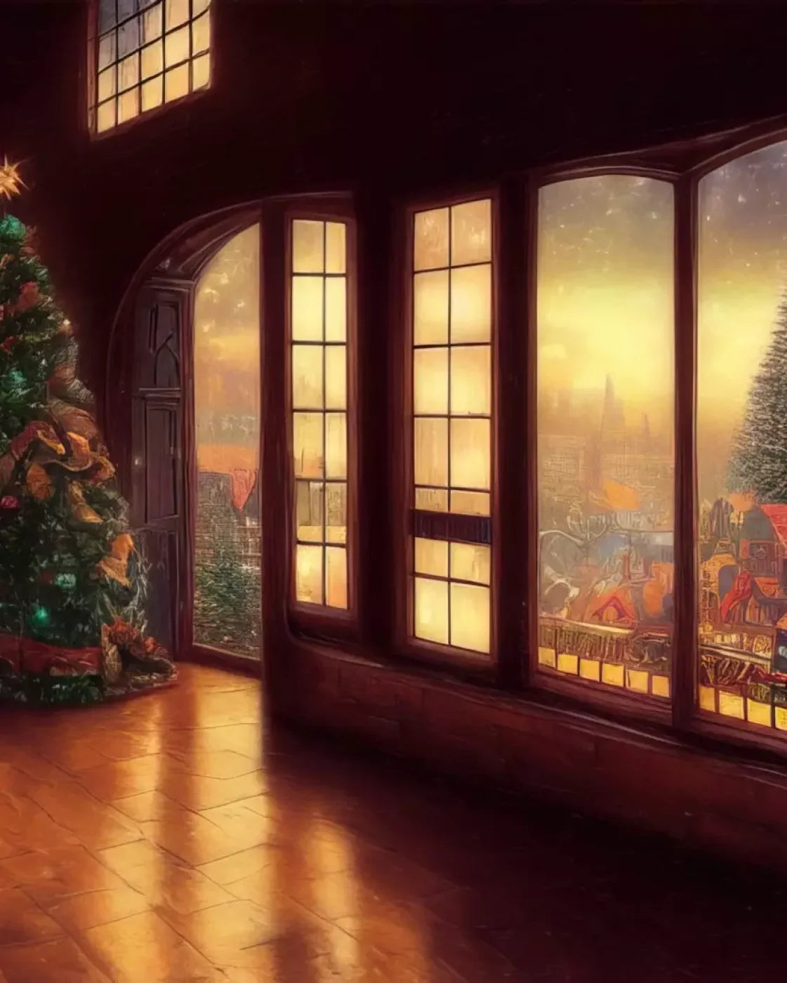 Holiday Train Station 8’X10’ Fleece (96 X 120 Inch) Backdrop