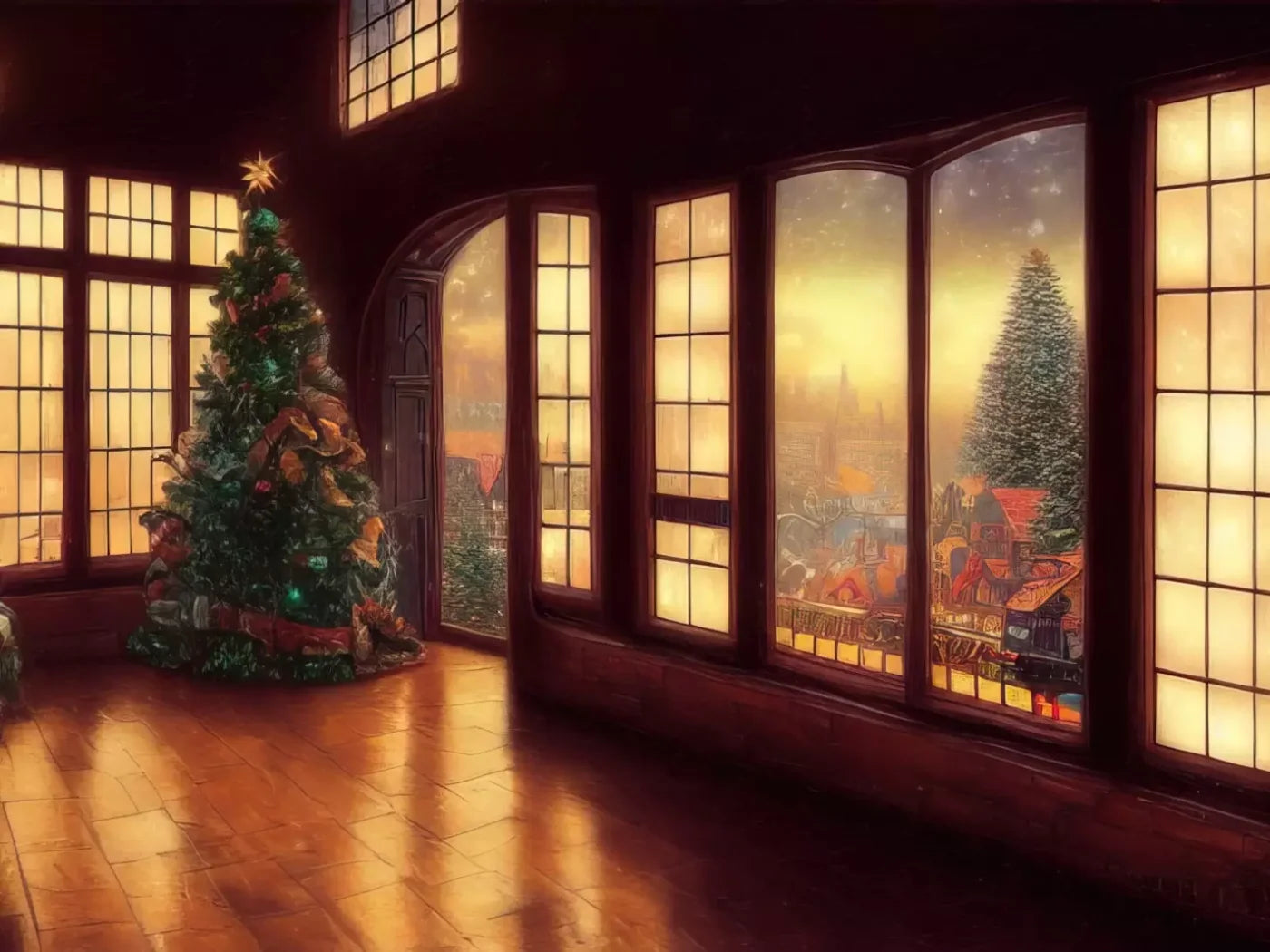 Holiday Train Station 8’X6’ Fleece (96 X 72 Inch) Backdrop