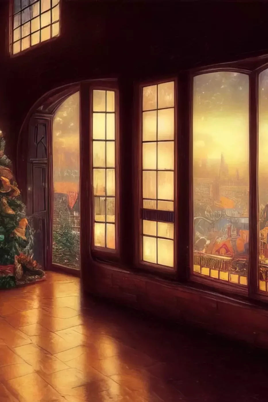 Holiday Train Station 8’X12’ Ultracloth (96 X 144 Inch) Backdrop