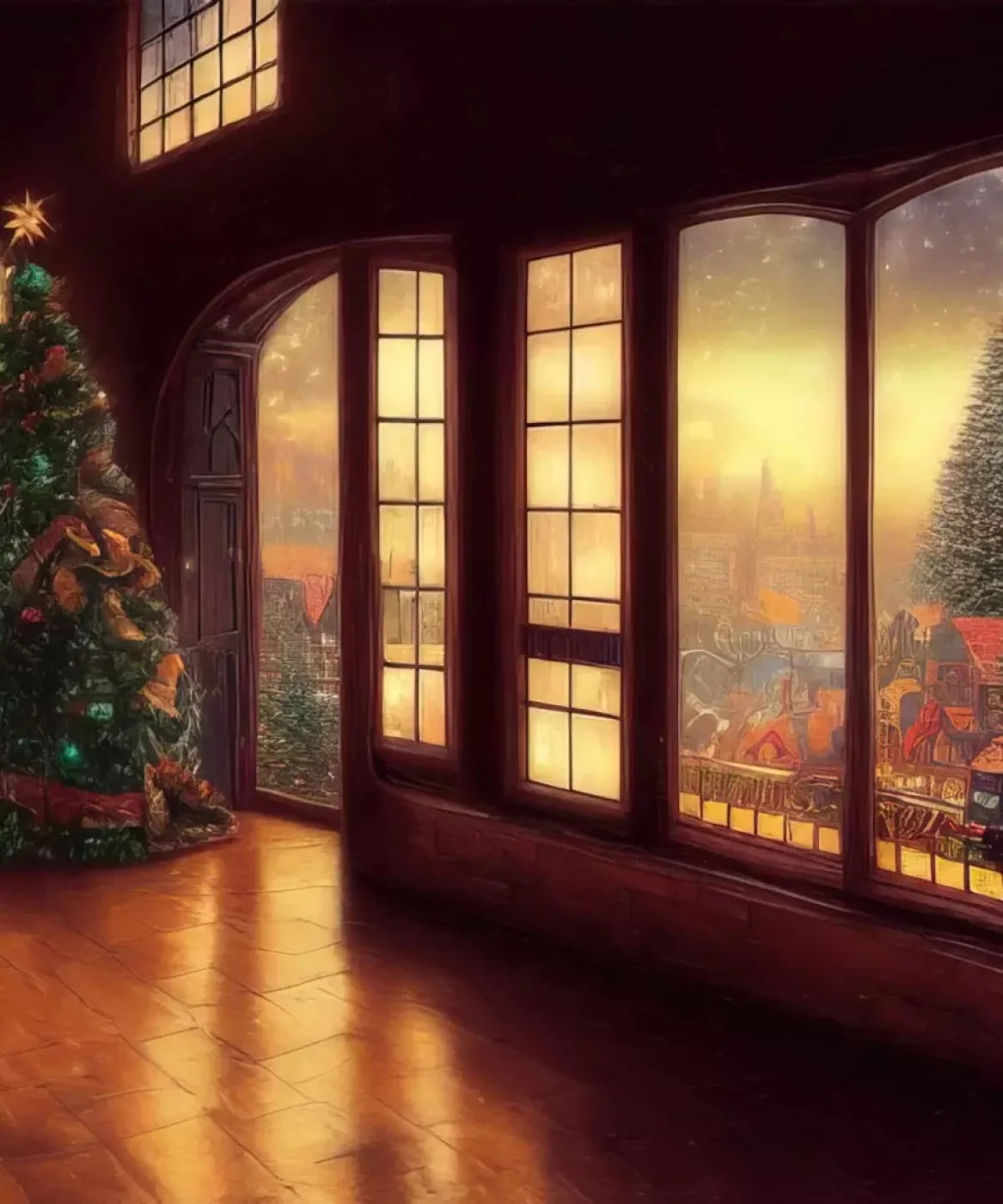 Holiday Train Station 10’X12’ Ultracloth (120 X 144 Inch) Backdrop