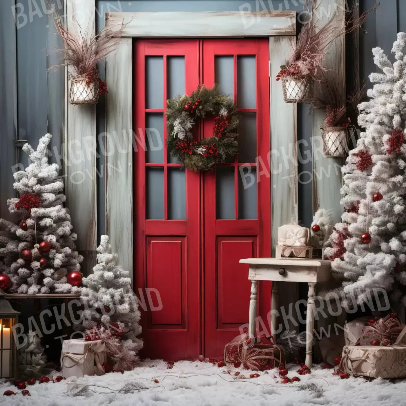 Home For Christmas Ii 8X8 Fleece ( 96 X Inch ) Backdrop