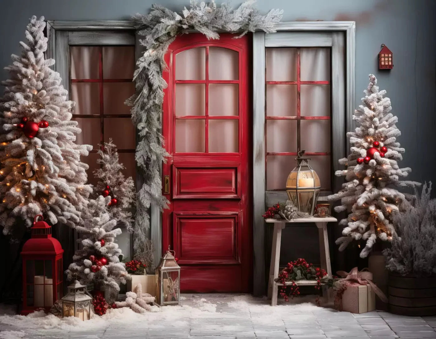 Home For Christmas 8X6 Fleece ( 96 X 72 Inch ) Backdrop