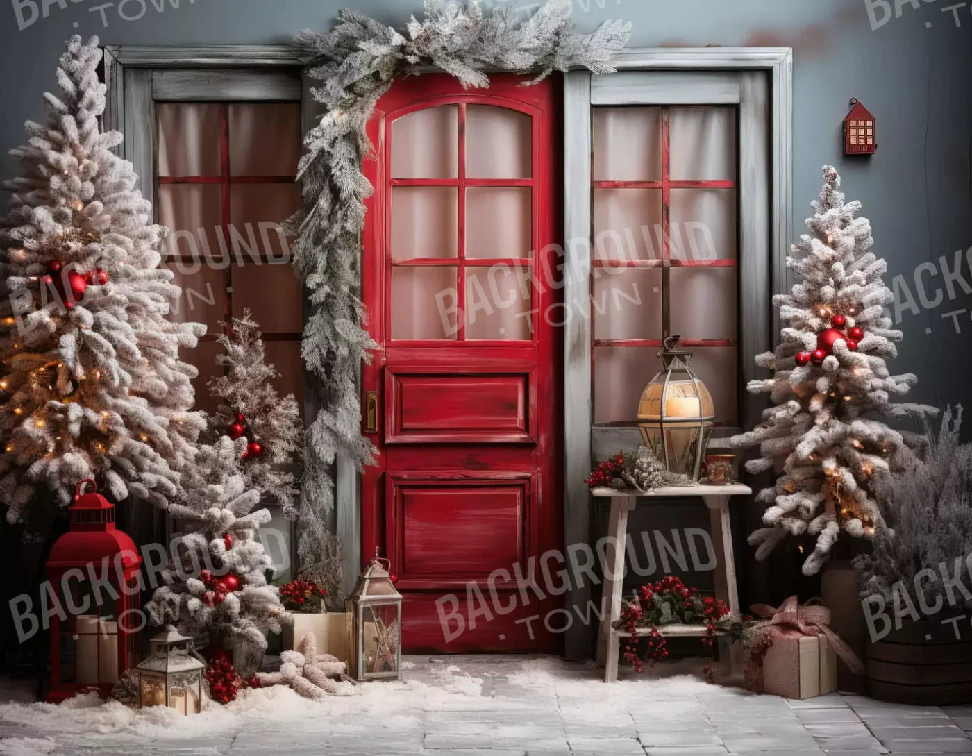 Home For Christmas 8X6 Fleece ( 96 X 72 Inch ) Backdrop