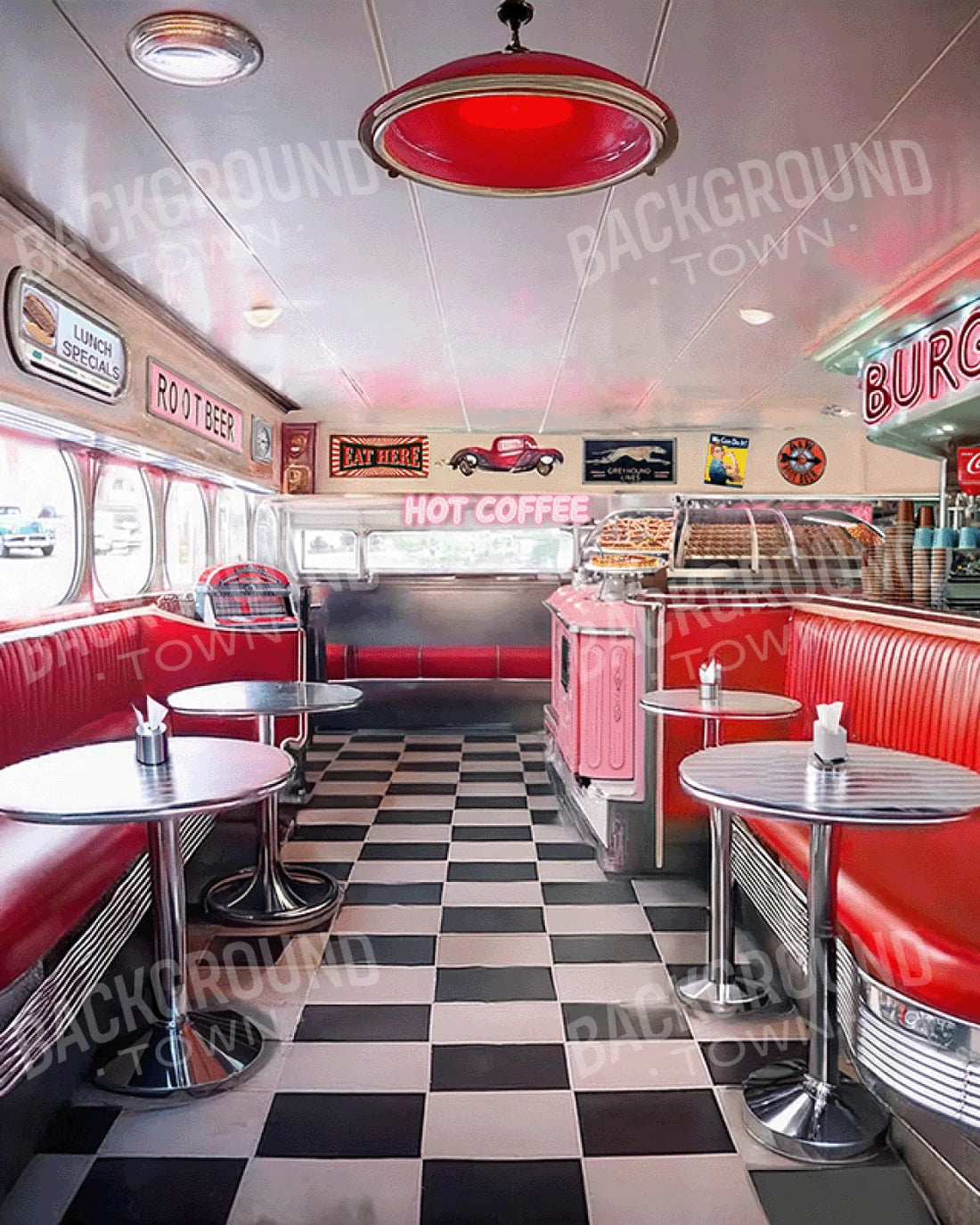 In-Stock 50s Diner 8x10 Fleece 8’x10’ Fleece (96 x 120 inch) Backdrop