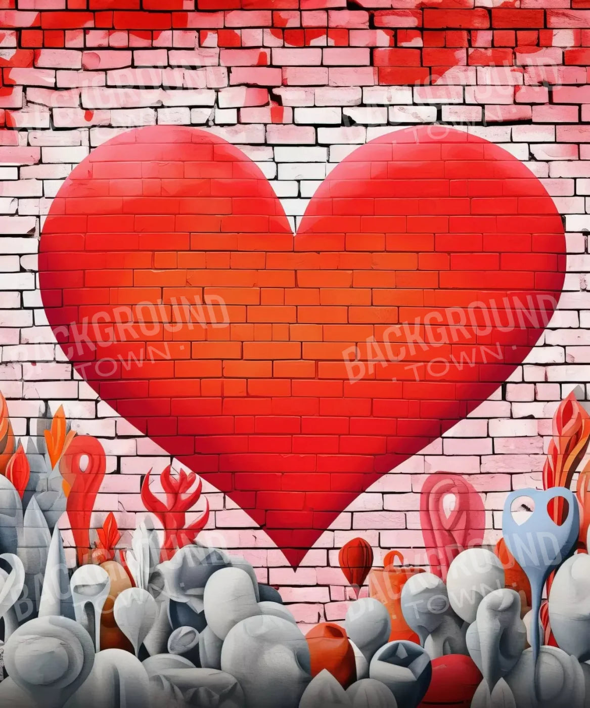 Red, Black, White, Heart Backdrop for Photography