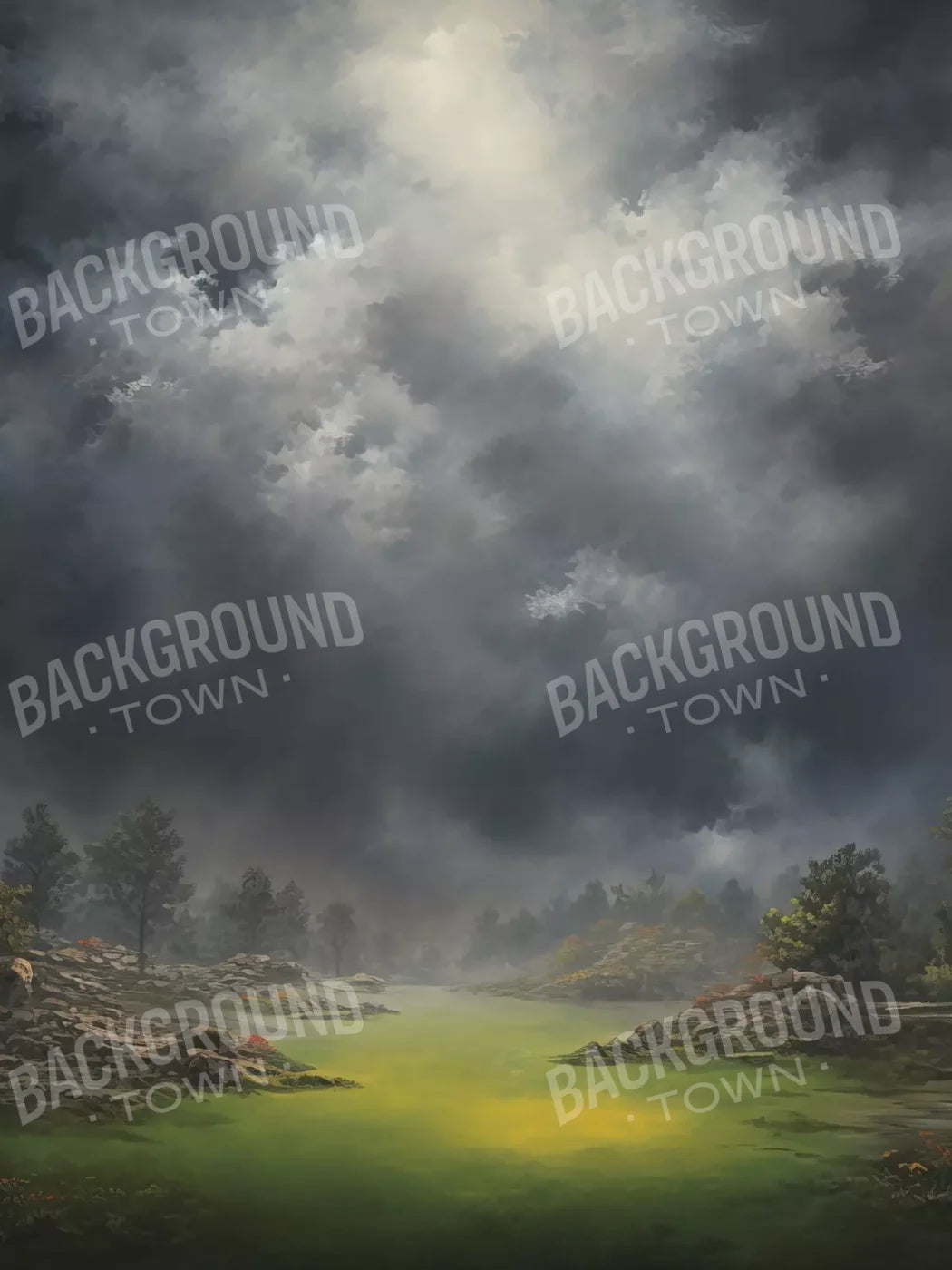 Misty Autumn Valley 6’X8’ Fleece (72 X 96 Inch) Backdrop