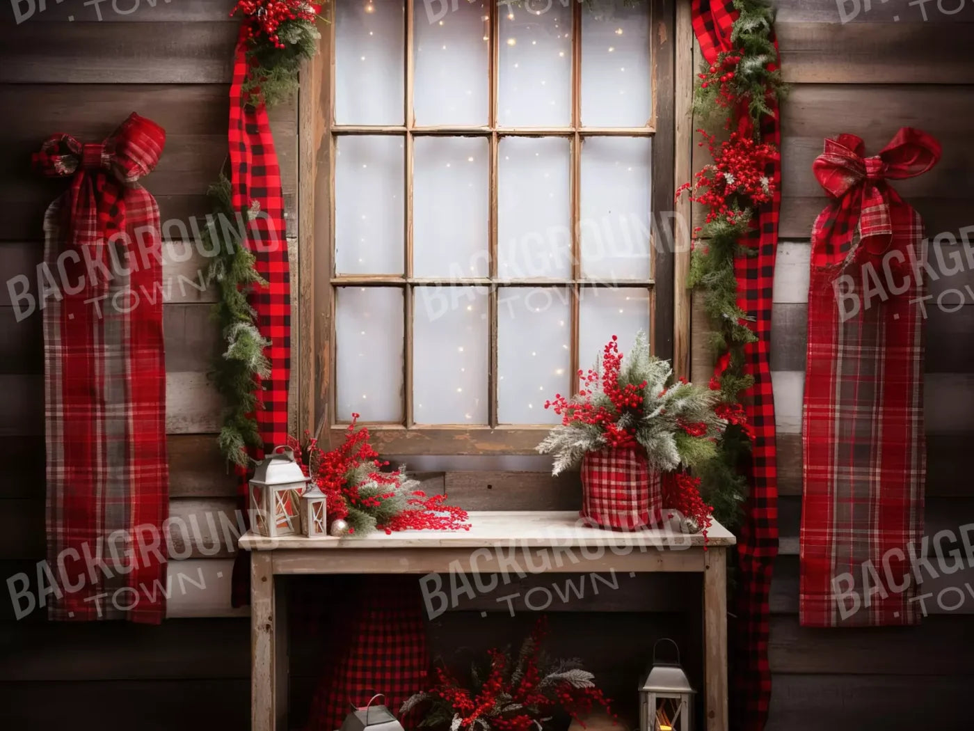 Plaid Tidings 8’X6’ Fleece (96 X 72 Inch) Backdrop