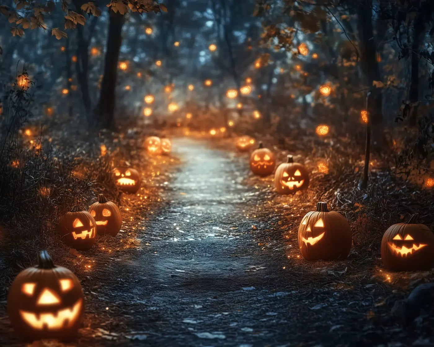 Jackolantern Path 1 10’X8’ Fleece (120 X 96 Inch) Backdrop