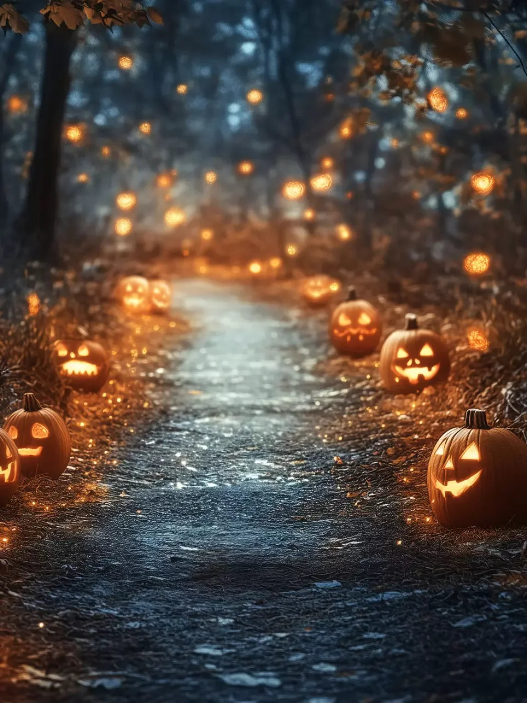 Jackolantern Path 1 5’X6’8 Fleece (60 X 80 Inch) Backdrop