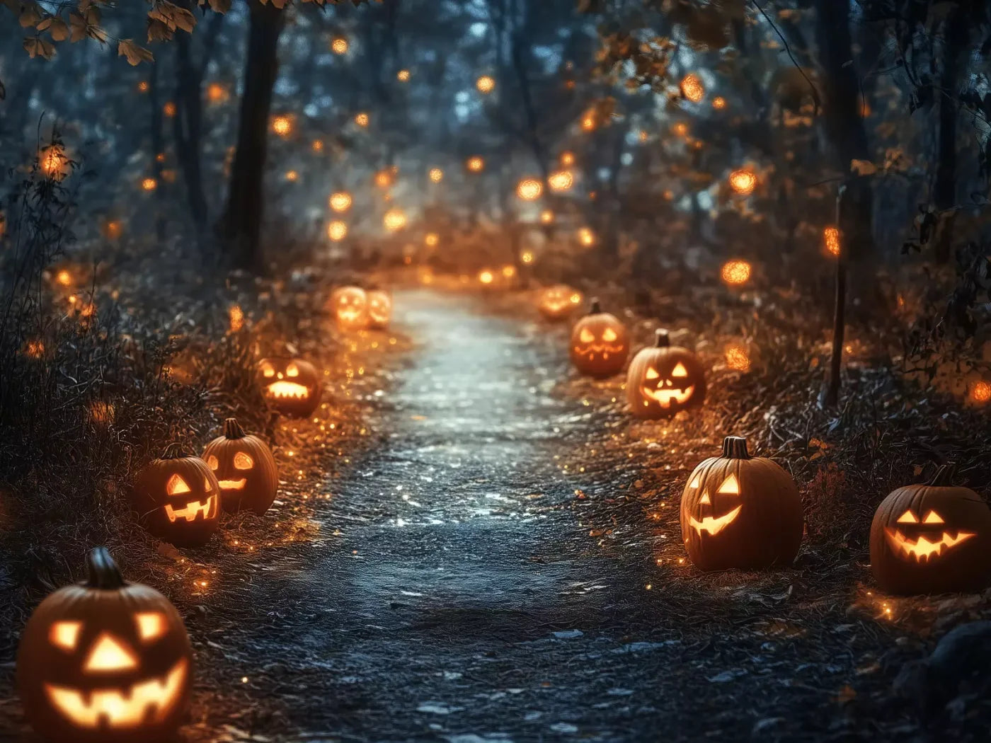 Jackolantern Path 1 6’8X5’ Fleece (80 X 60 Inch) Backdrop