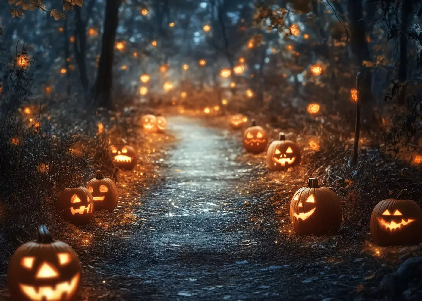 Jackolantern Path 1 7’X5’ Ultracloth (84 X 60 Inch) Backdrop