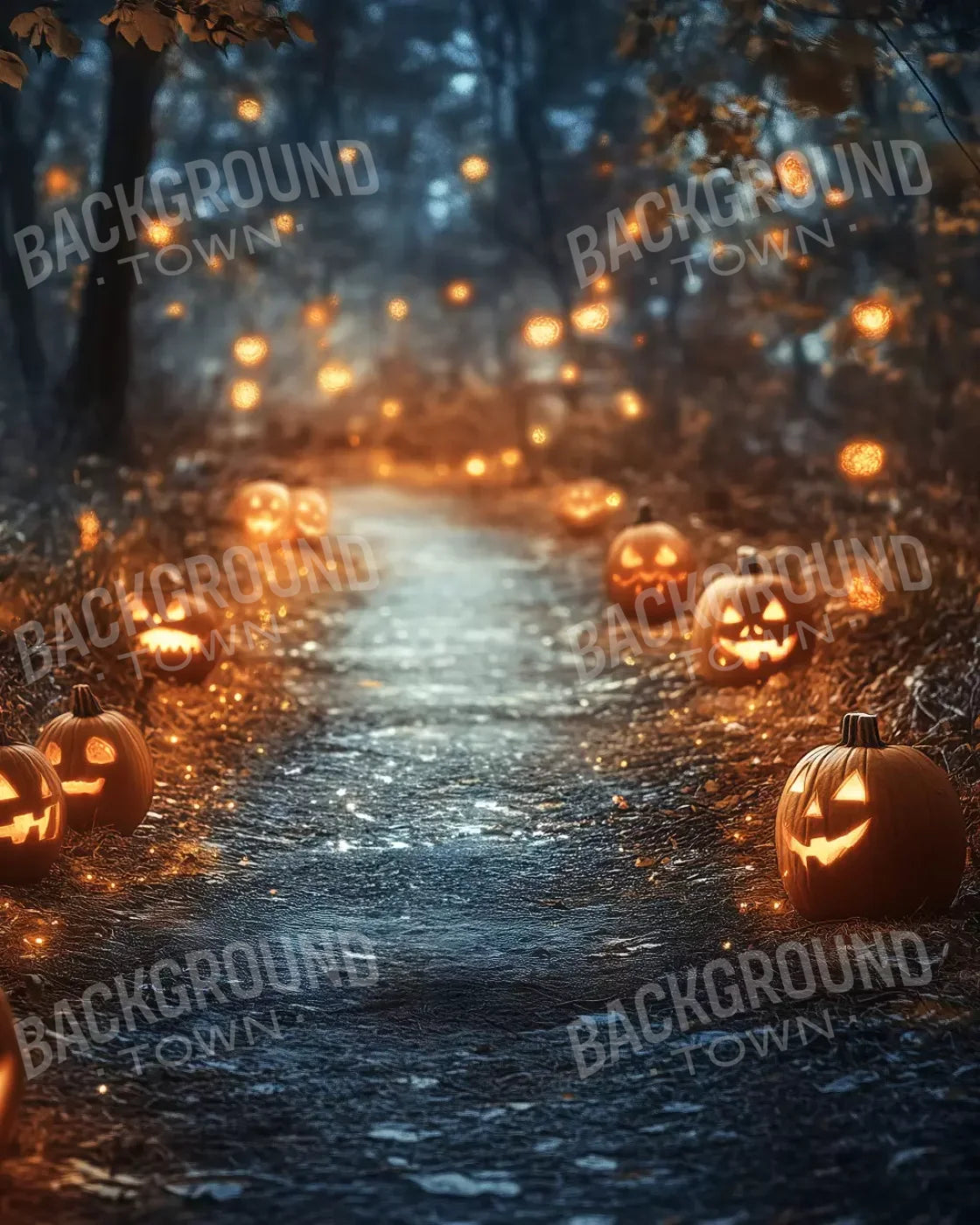 Jackolantern Path 1 8’X10’ Fleece (96 X 120 Inch) Backdrop