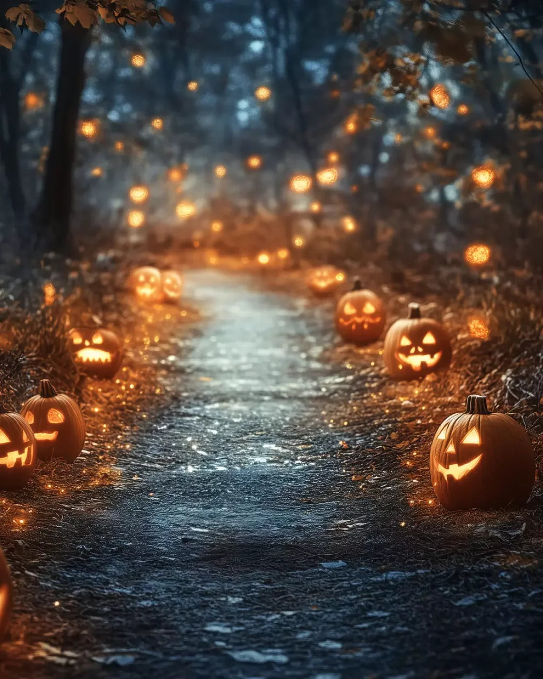 Jackolantern Path 1 8’X10’ Fleece (96 X 120 Inch) Backdrop