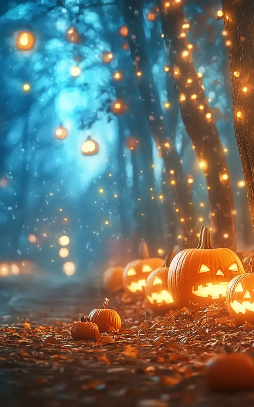 Jack O Lantern Path 2 10’X16’ Ultracloth (120 X 192 Inch) Backdrop