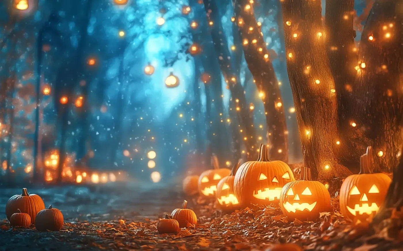 Jack O Lantern Path 2 16’X10’ Ultracloth (192 X 120 Inch) Backdrop