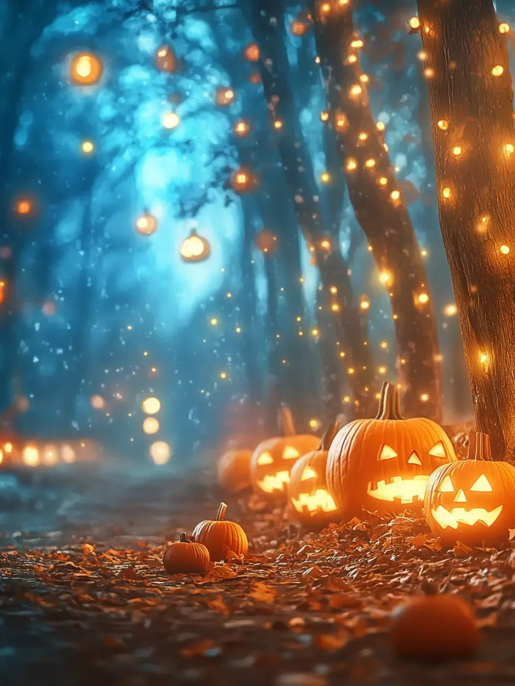 Jack O Lantern Path 2 5’X6’8 Fleece (60 X 80 Inch) Backdrop