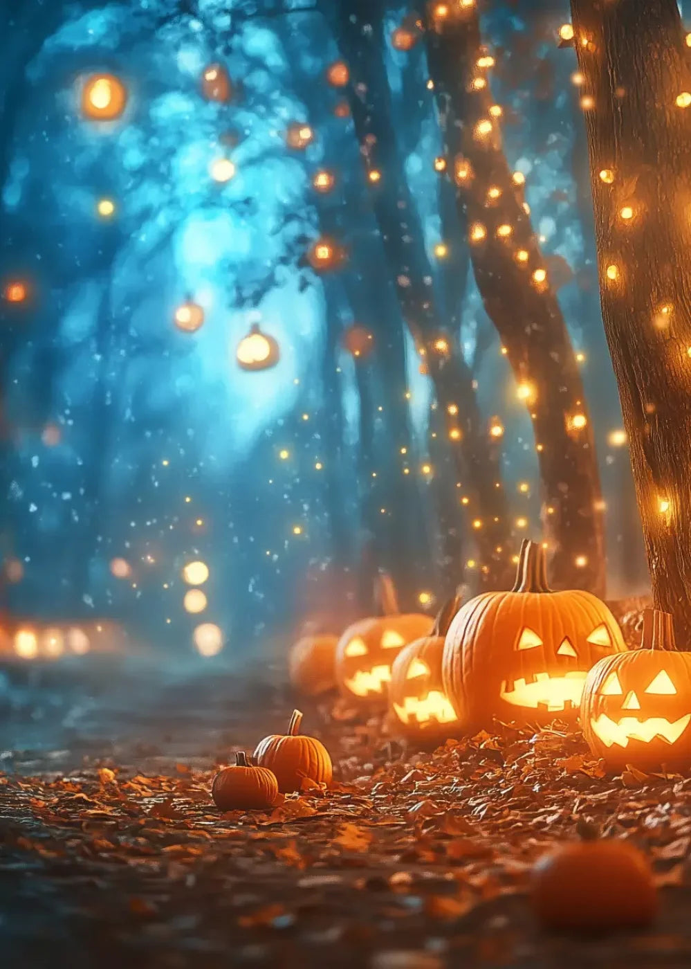 Jack O Lantern Path 2 5’X7’ Ultracloth (60 X 84 Inch) Backdrop