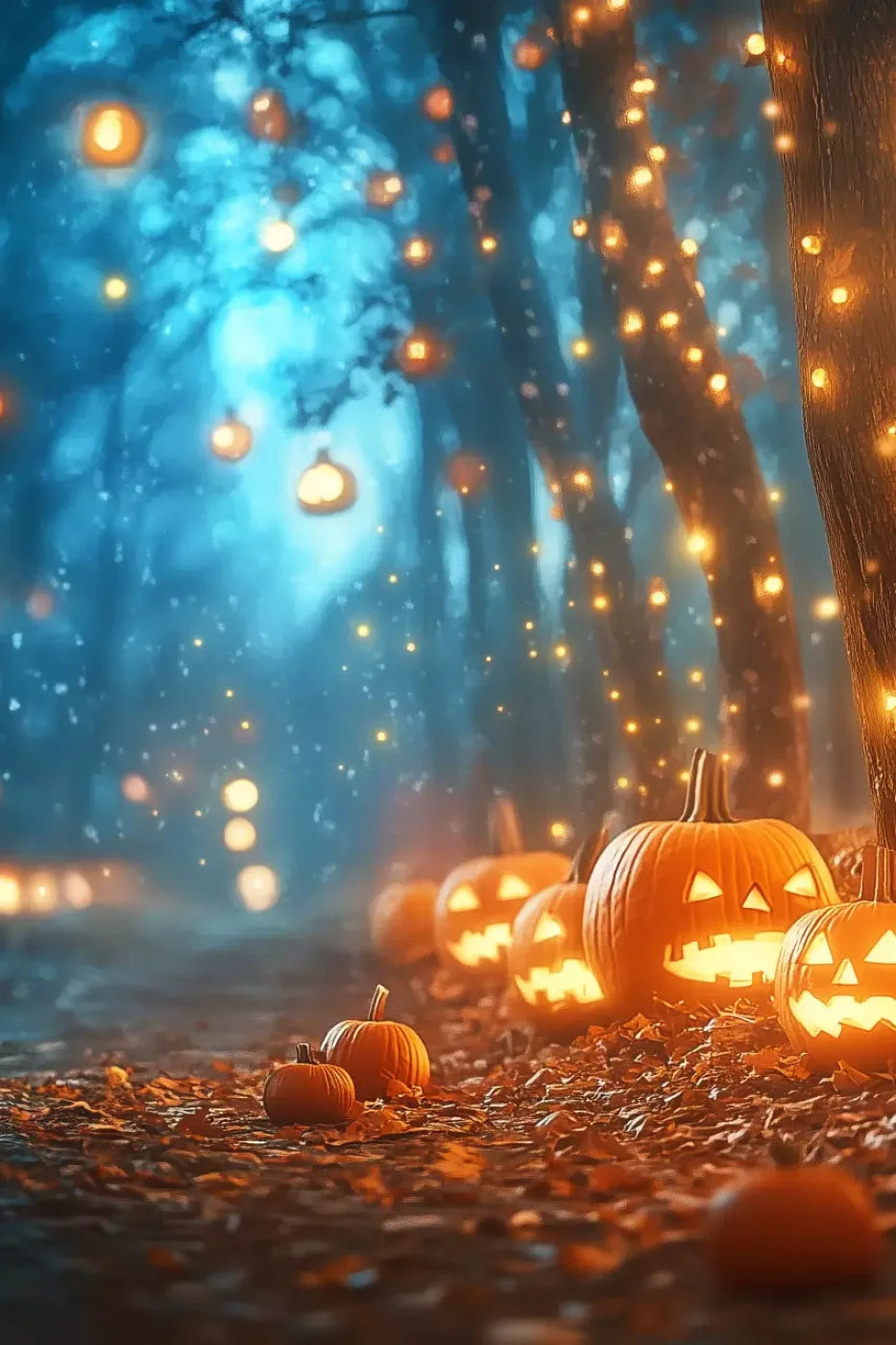 Jack O Lantern Path 2 8’X12’ Ultracloth (96 X 144 Inch) Backdrop