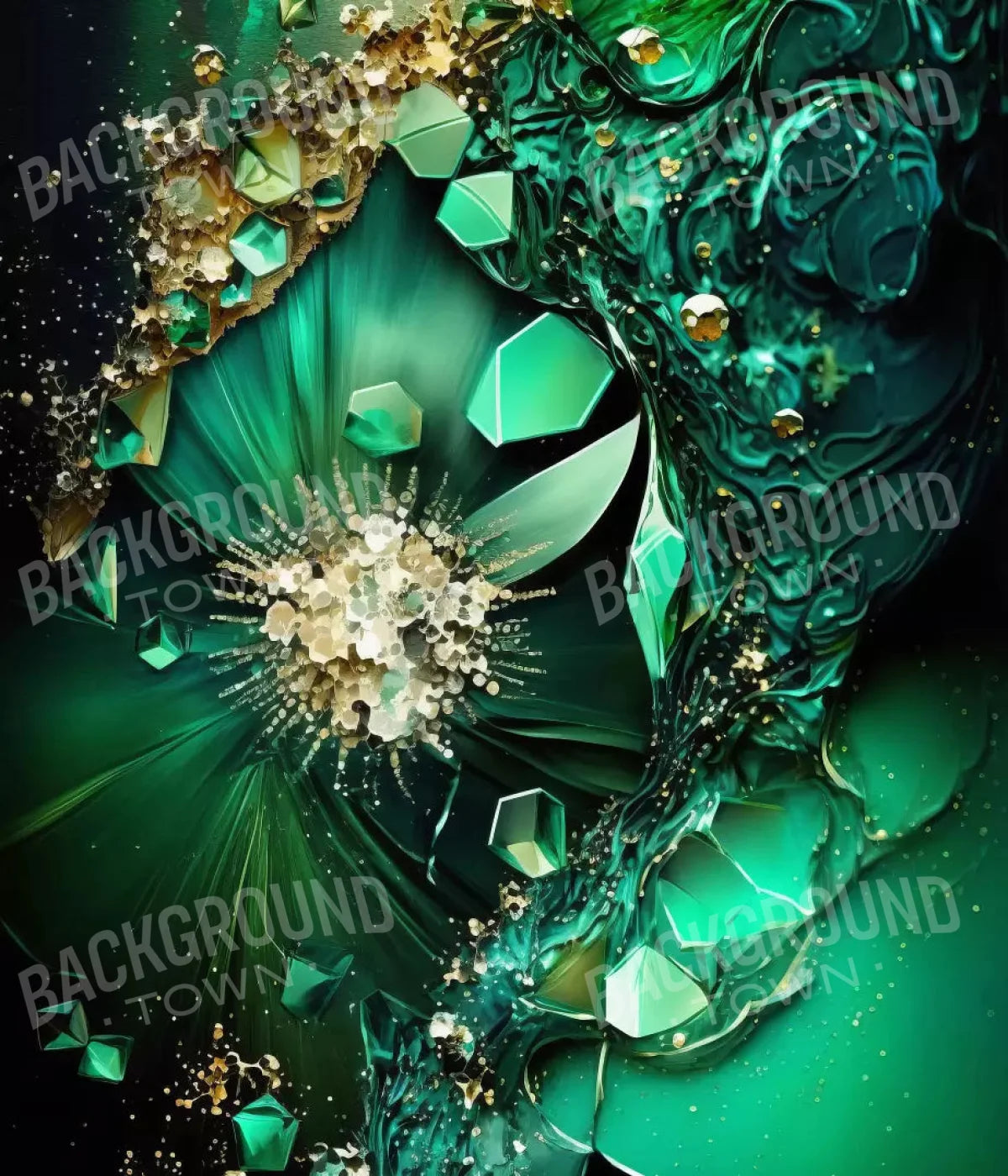 Jewel Abstract In Green 10X12 Ultracloth ( 120 X 144 Inch ) Backdrop