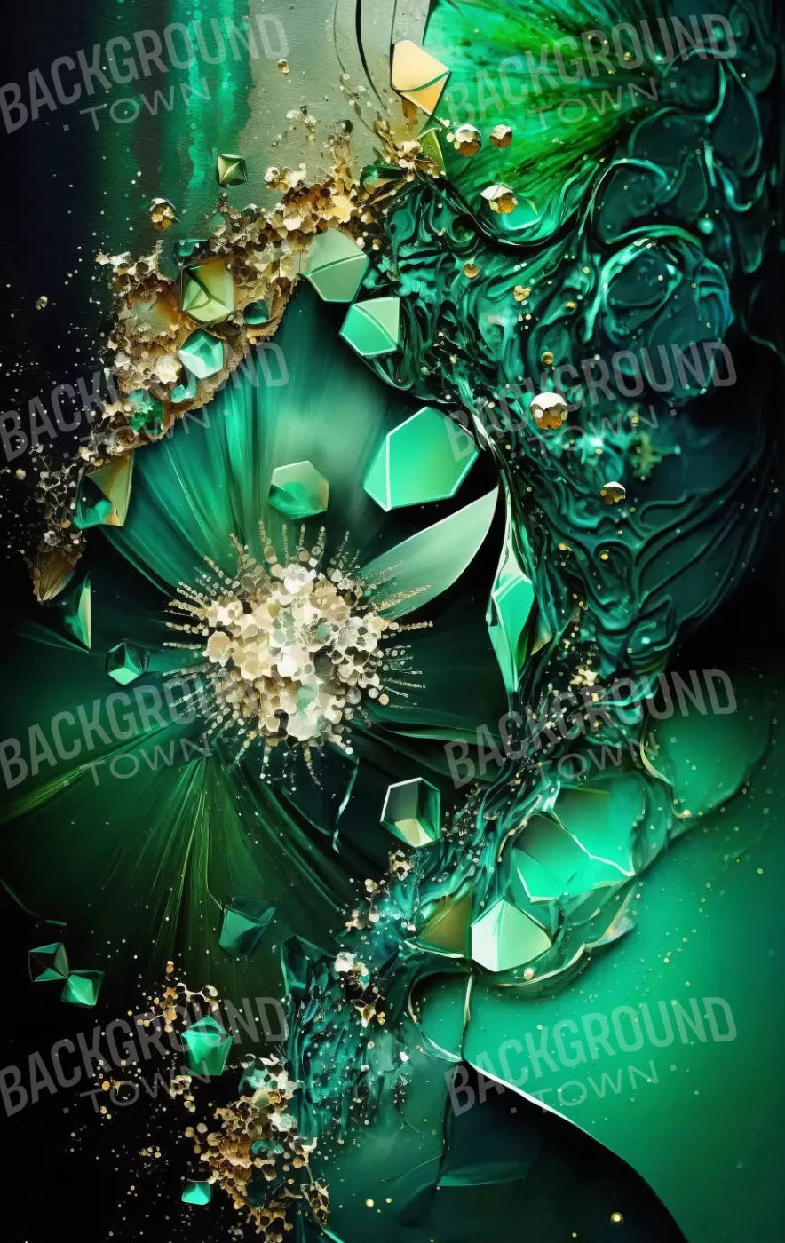 Jewel Abstract In Green 10X16 Ultracloth ( 120 X 192 Inch ) Backdrop