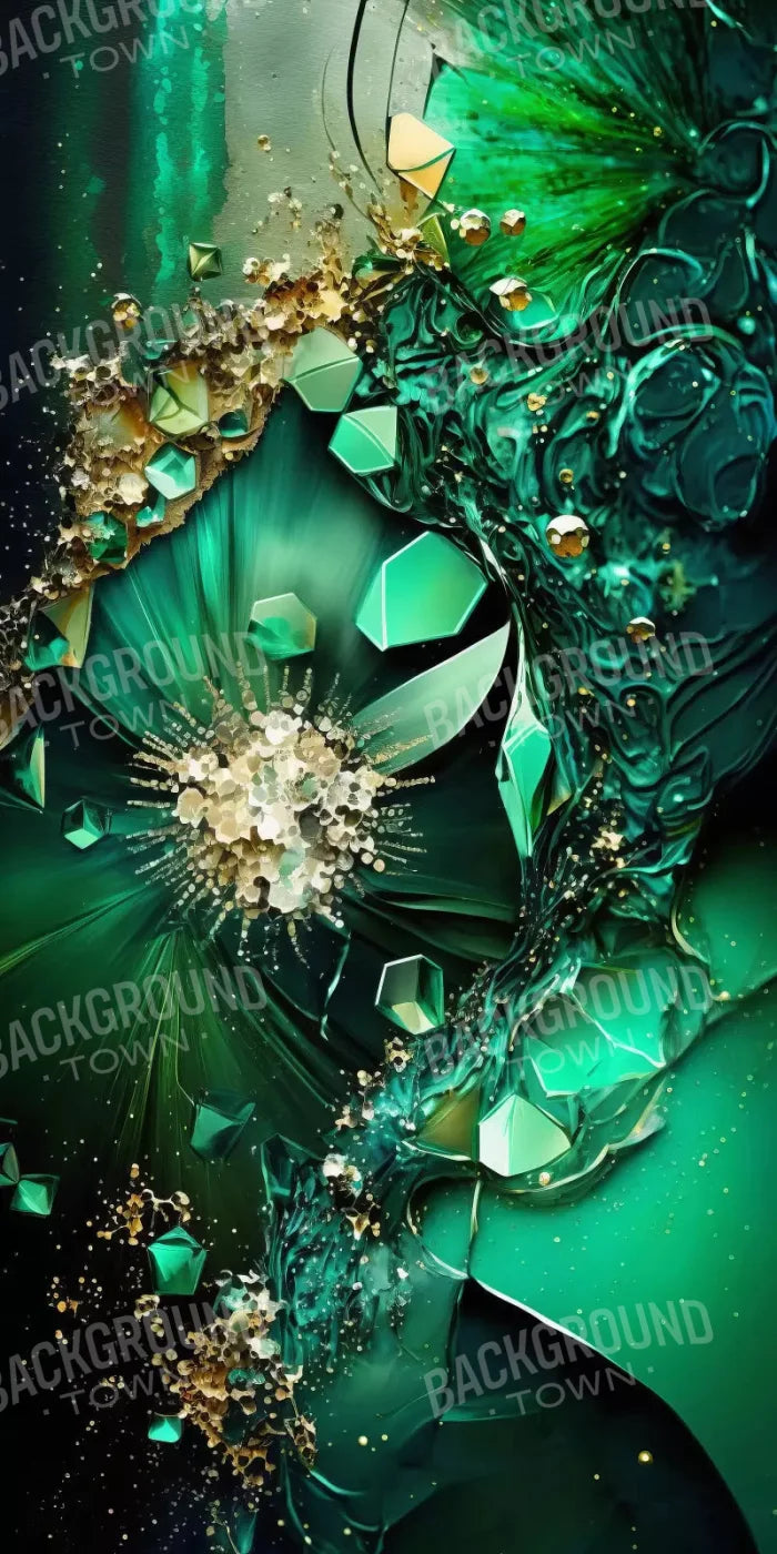 Jewel Abstract In Green 10X20 Ultracloth ( 120 X 240 Inch ) Backdrop