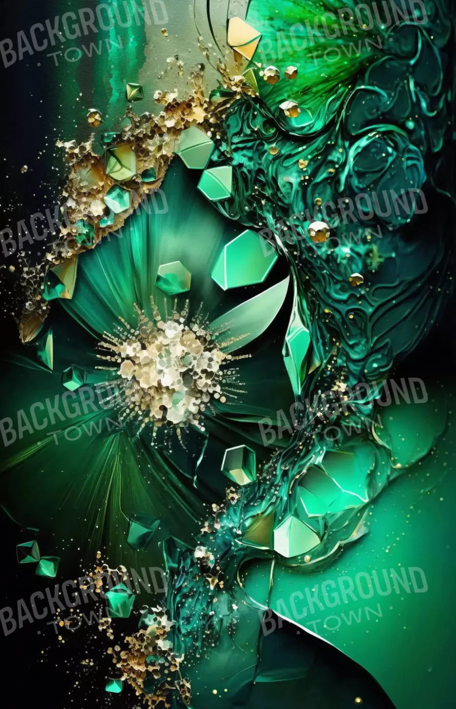 Jewel Abstract In Green 8X12 Ultracloth ( 96 X 144 Inch ) Backdrop