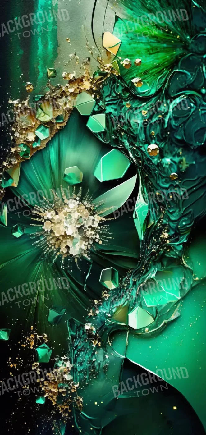 Jewel Abstract In Green 8X16 Ultracloth ( 96 X 192 Inch ) Backdrop