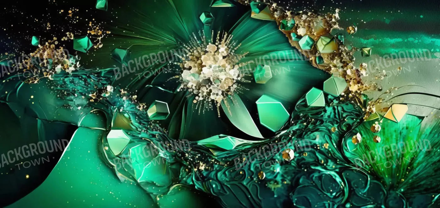 Jewel Abstract In Green H 16X8 Ultracloth ( 192 X 96 Inch ) Backdrop