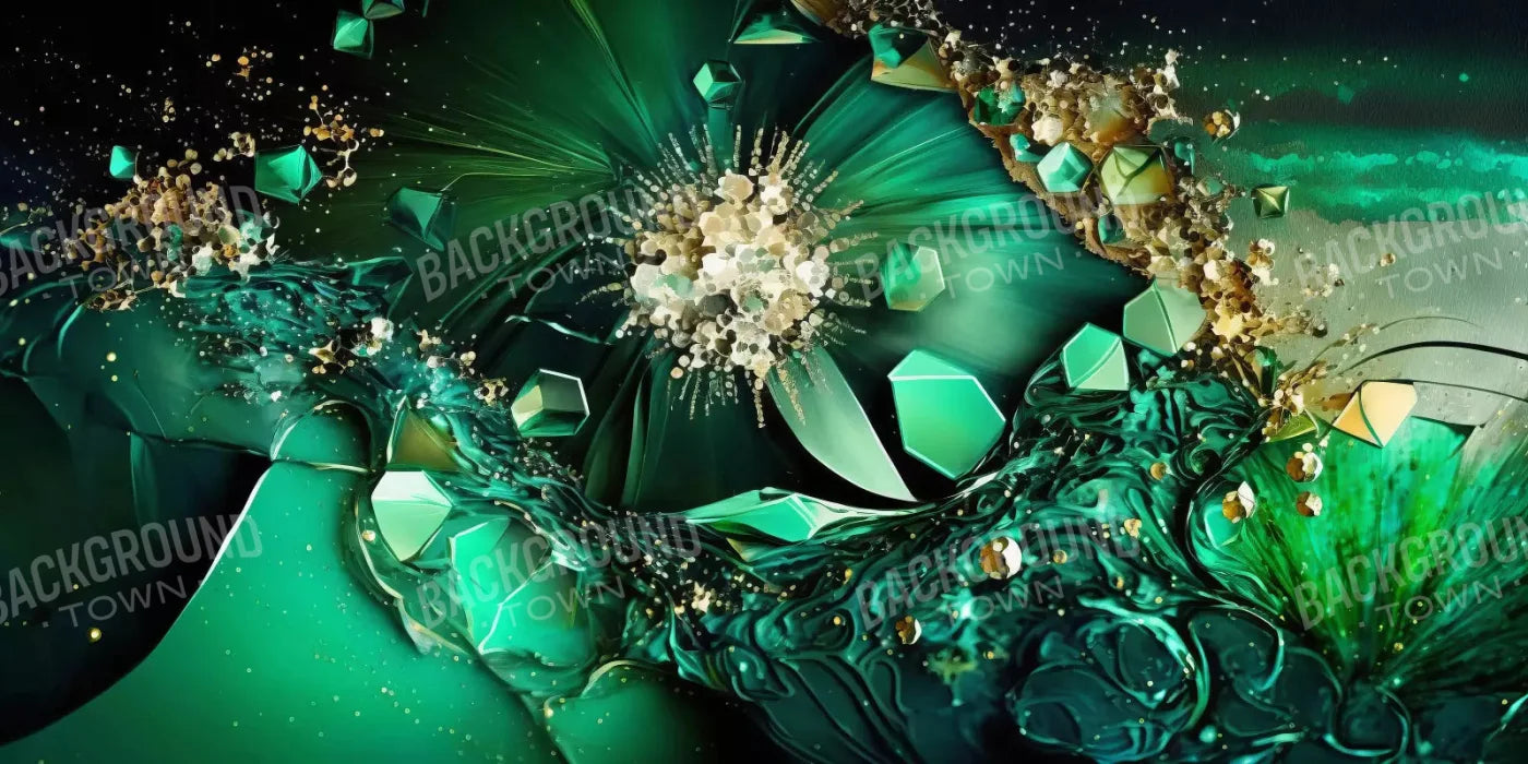 Jewel Abstract In Green H 20X10 Ultracloth ( 240 X 120 Inch ) Backdrop