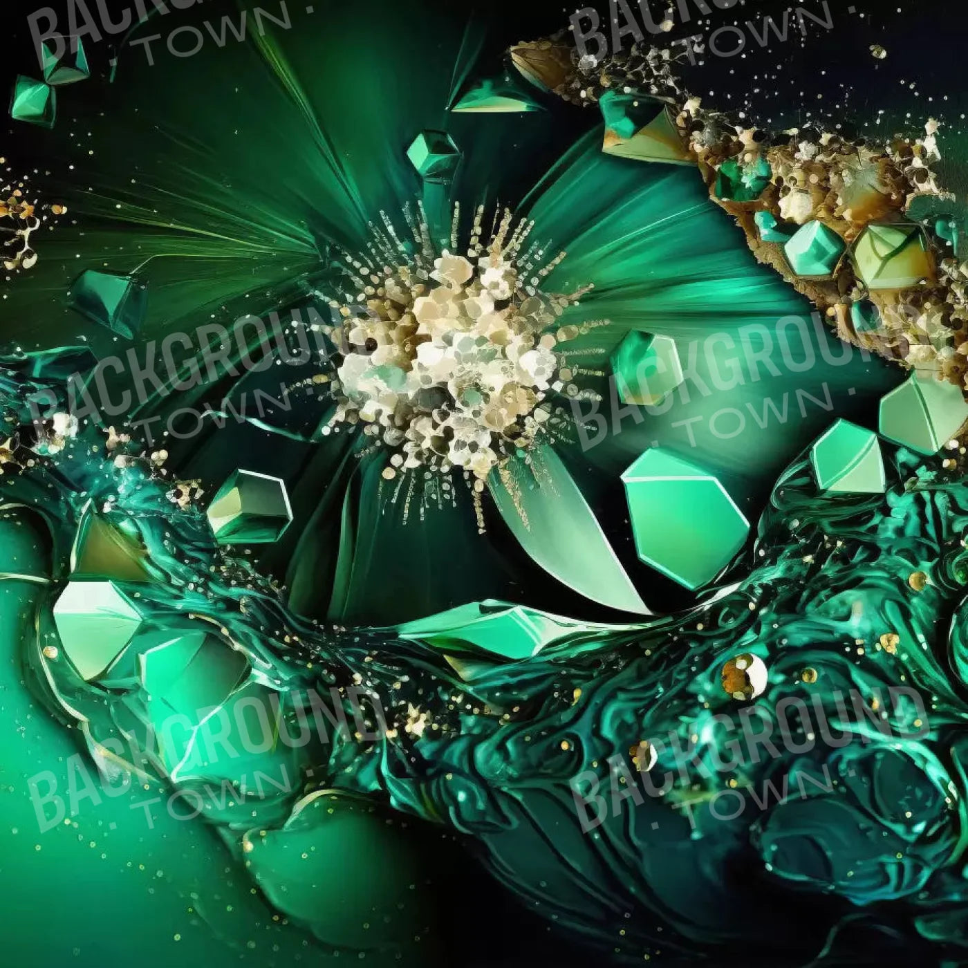 Jewel Abstract In Green H 8X8 Fleece ( 96 X Inch ) Backdrop