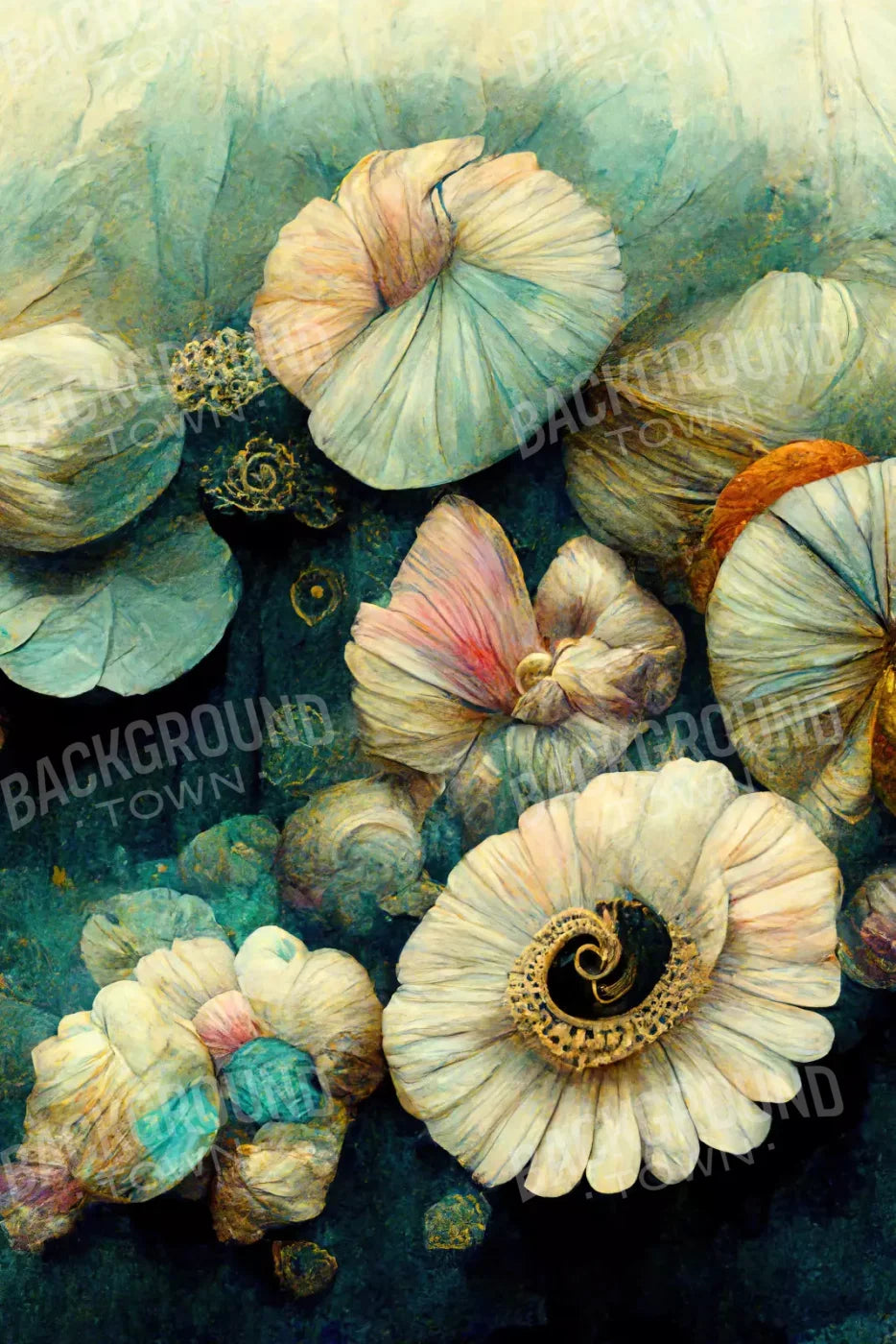 Jeweled Seashells 5X8 Ultracloth ( 60 X 96 Inch ) Backdrop