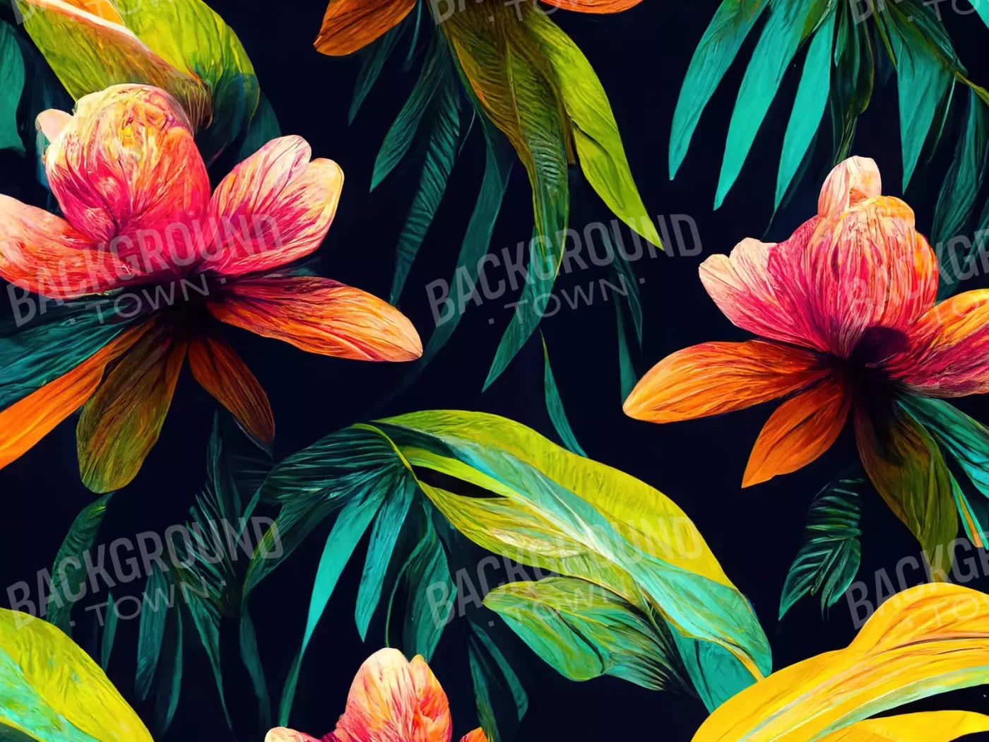 Jungle Blossoms 10’X8’ Fleece (120 X 96 Inch) Backdrop