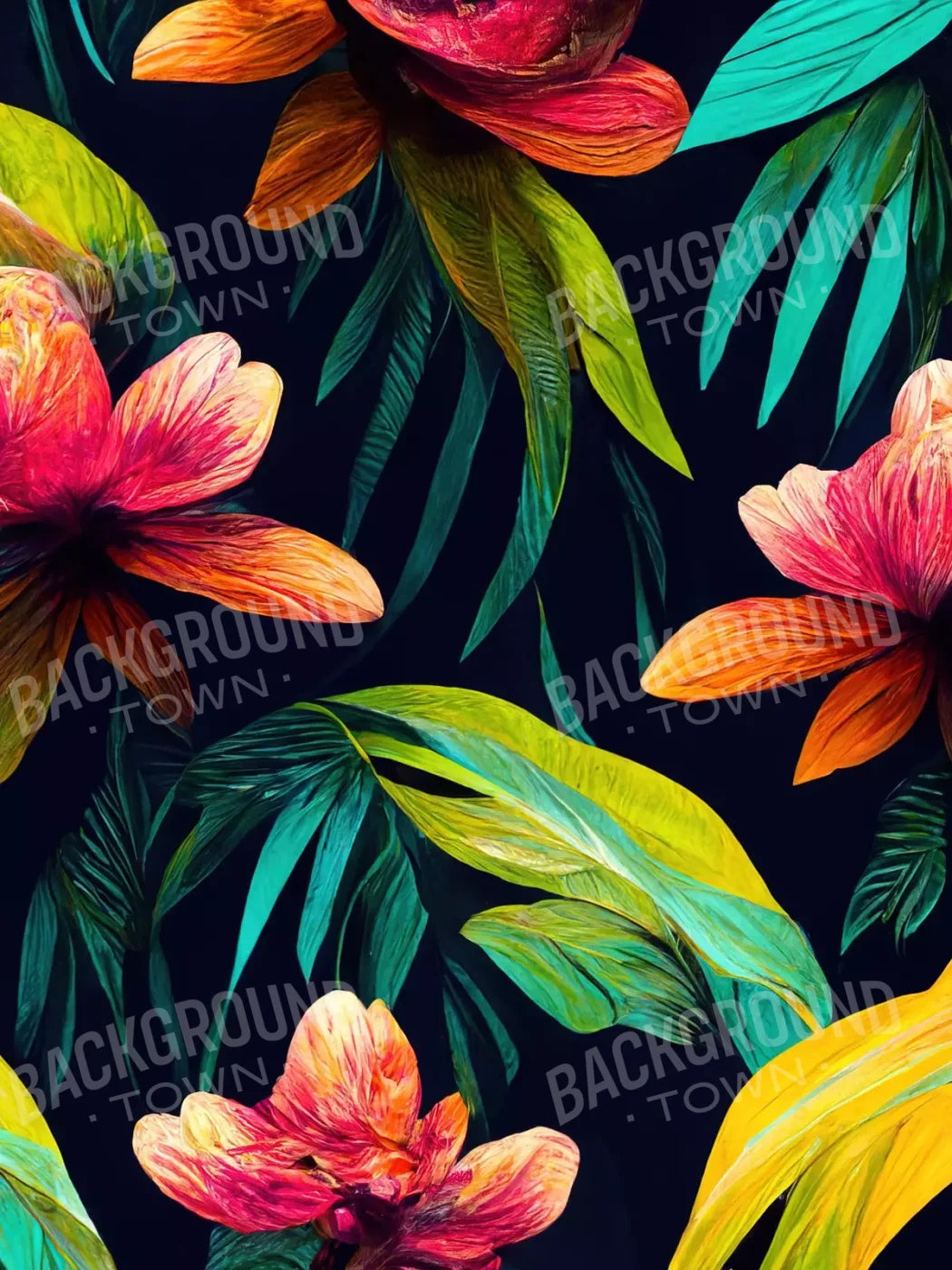 Jungle Blossoms 5’X6’8’ Fleece (60 X 80 Inch) Backdrop