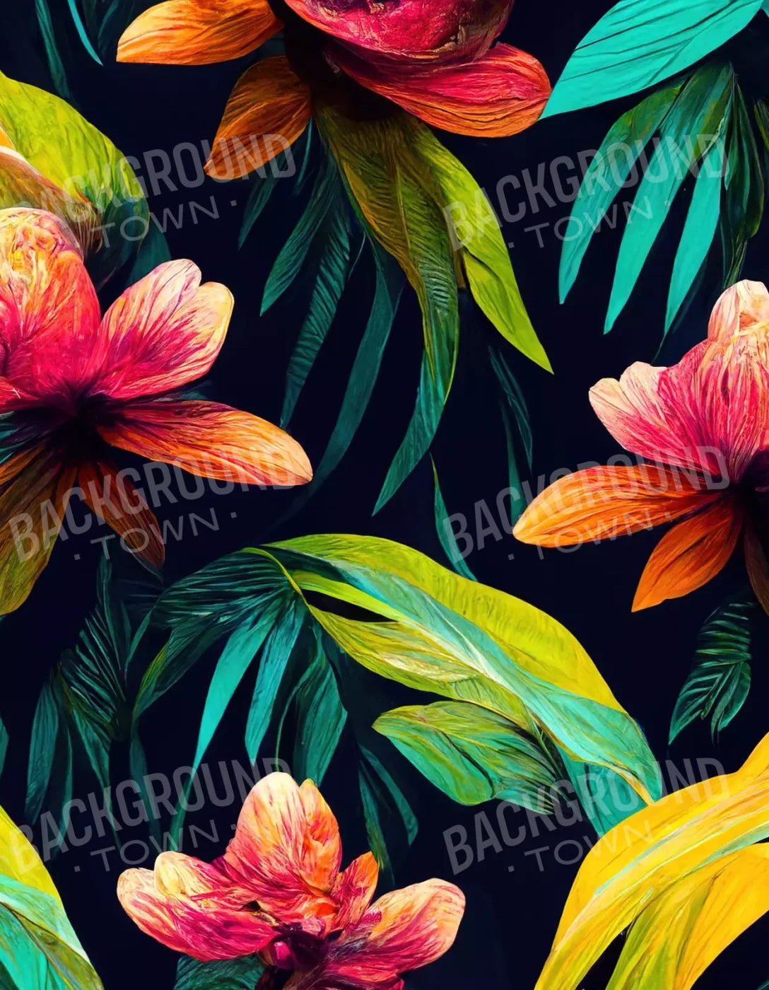 Jungle Blossoms 6’X8’ Fleece (72 X 96 Inch) Backdrop