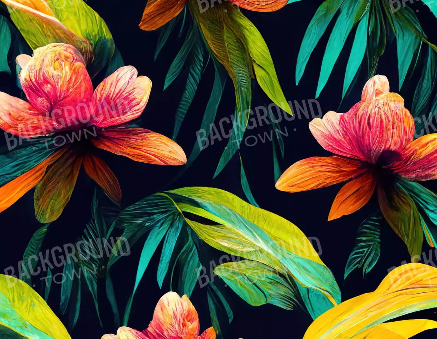 Jungle Blossoms 8’X6’ Fleece (96 X 72 Inch) Backdrop