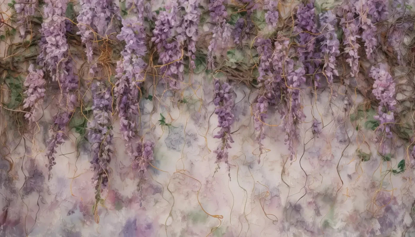 Lavender Flower Hanging Vines 14’X8’ Ultracloth (168 X 96 Inch) Backdrop