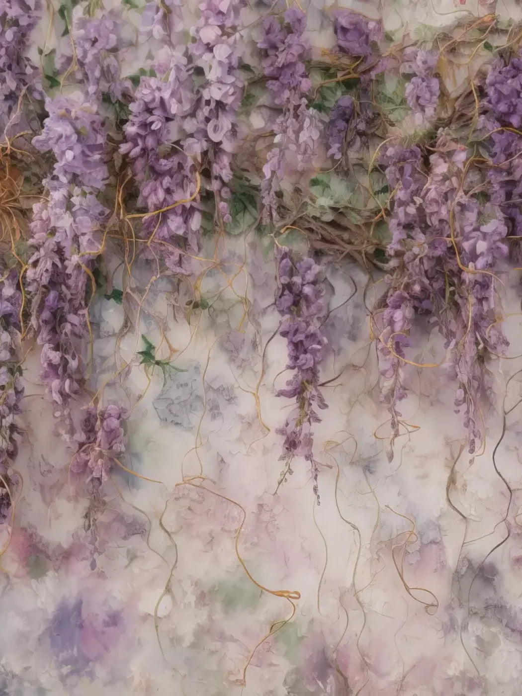 Lavender Flower Hanging Vines 6’X8’ Fleece (72 X 96 Inch) Backdrop