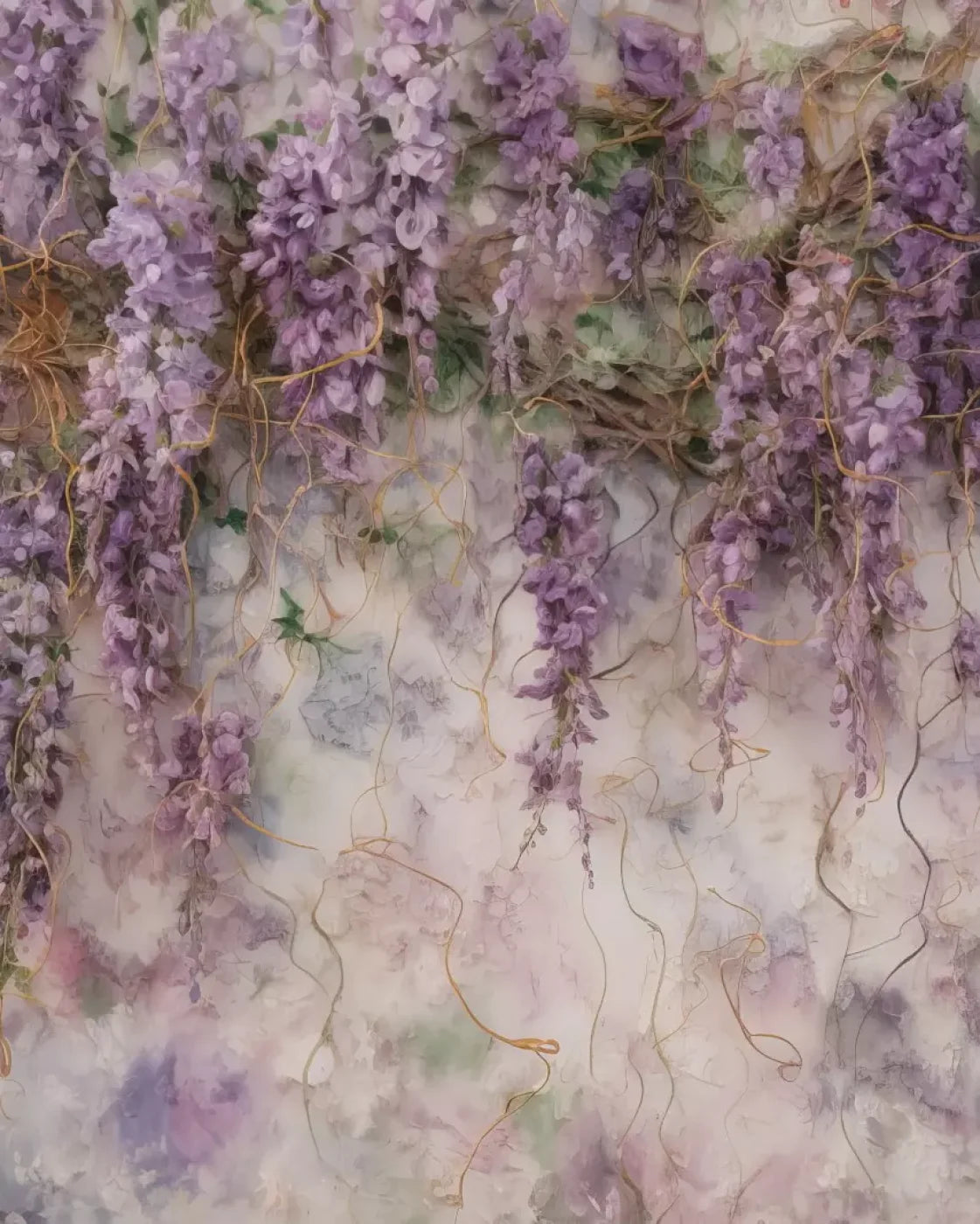 Lavender Flower Hanging Vines 8’X10’ Fleece (96 X 120 Inch) Backdrop