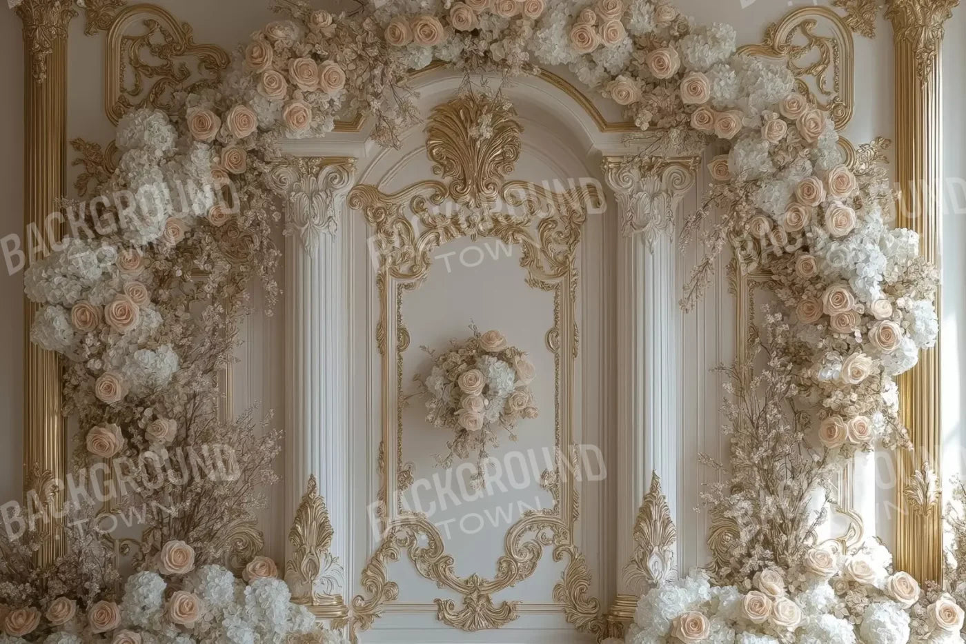 Light Elegant Flower Arch Ballroom 12’X8’ Ultracloth (144 X 96 Inch) Backdrop