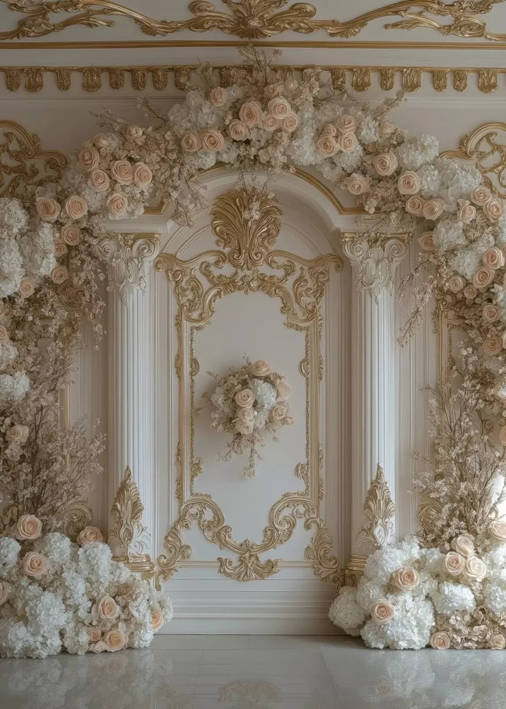 Light Elegant Flower Arch Ballroom 5’X7’ Ultracloth (60 X 84 Inch) Backdrop