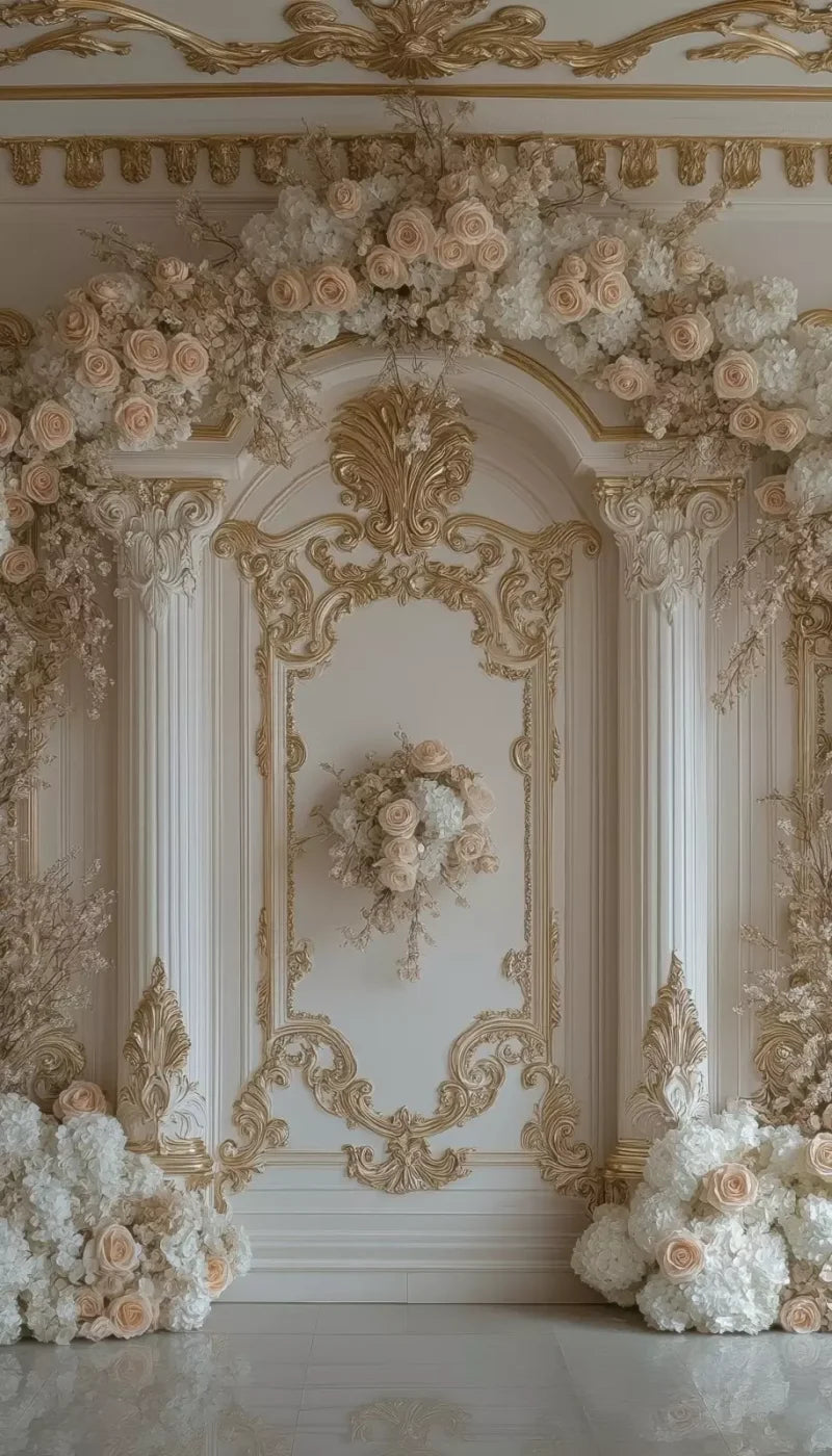 Light Elegant Flower Arch Ballroom 8’X14’ Ultracloth (96 X 168 Inch) Backdrop