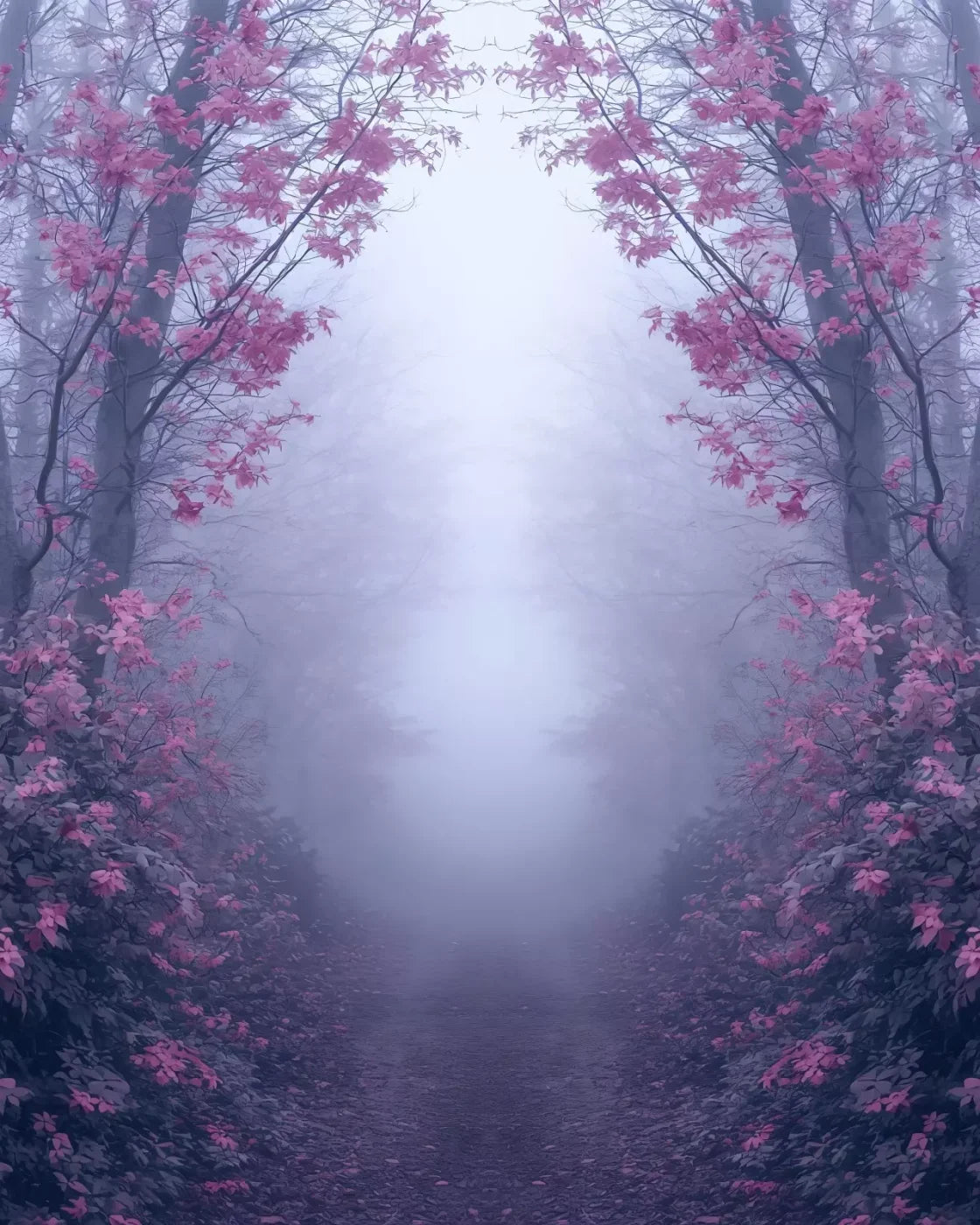Light Pink Burning Bush Walk 8’X10’ Fleece (96 X 120 Inch) Backdrop