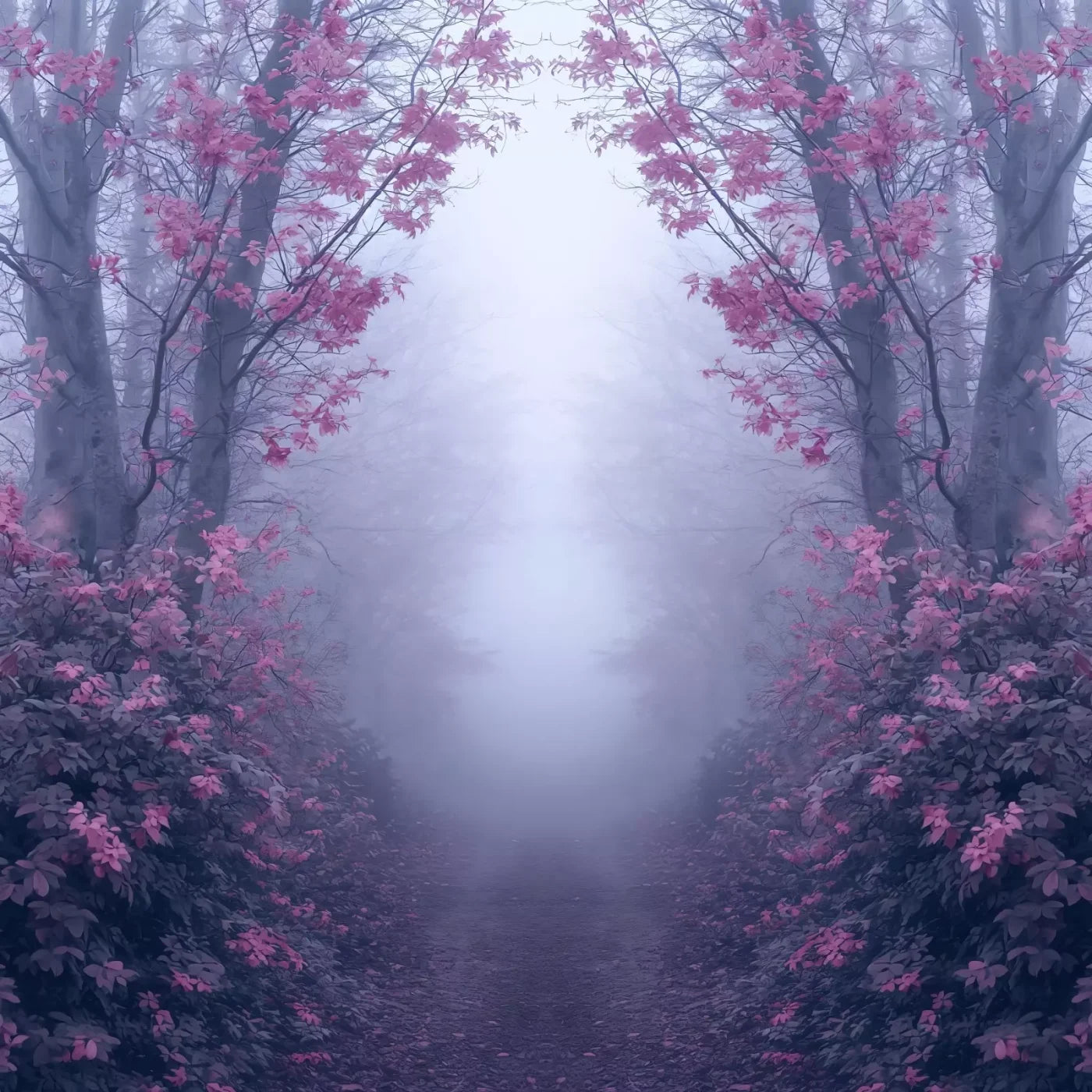 Light Pink Burning Bush Walk 8’X8’ Fleece (96 X Inch) Backdrop