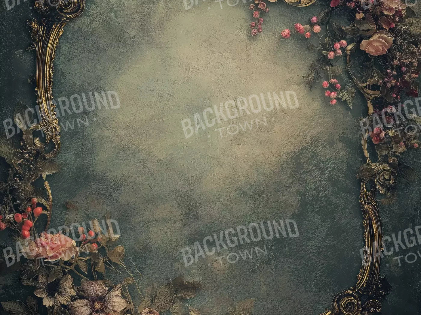Light Victorian Flower Frame 8’X6’ Fleece (96 X 72 Inch) Backdrop