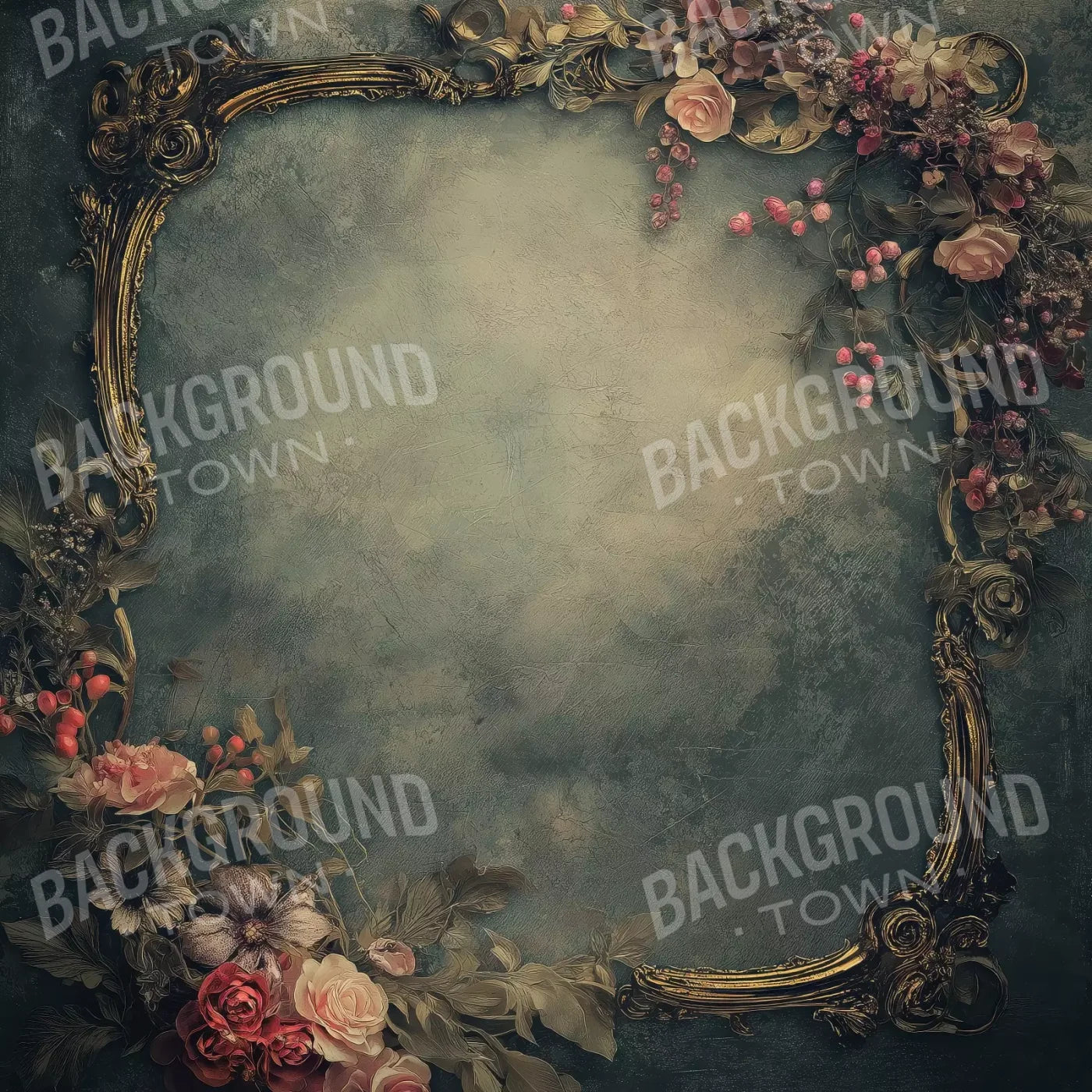 Light Victorian Flower Frame 8’X8’ Fleece (96 X Inch) Backdrop