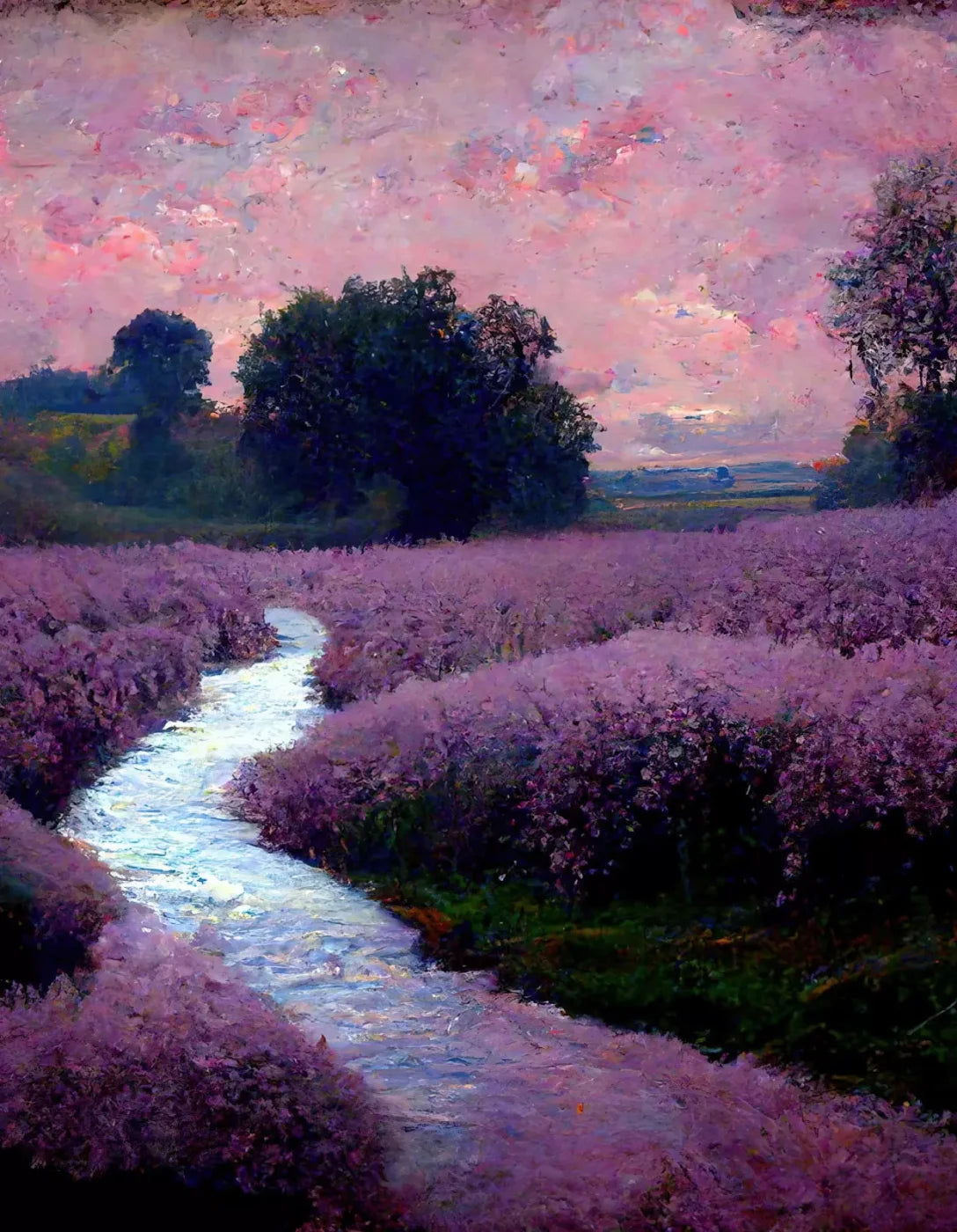 Lilac Field 6X8 Fleece ( 72 X 96 Inch ) Backdrop