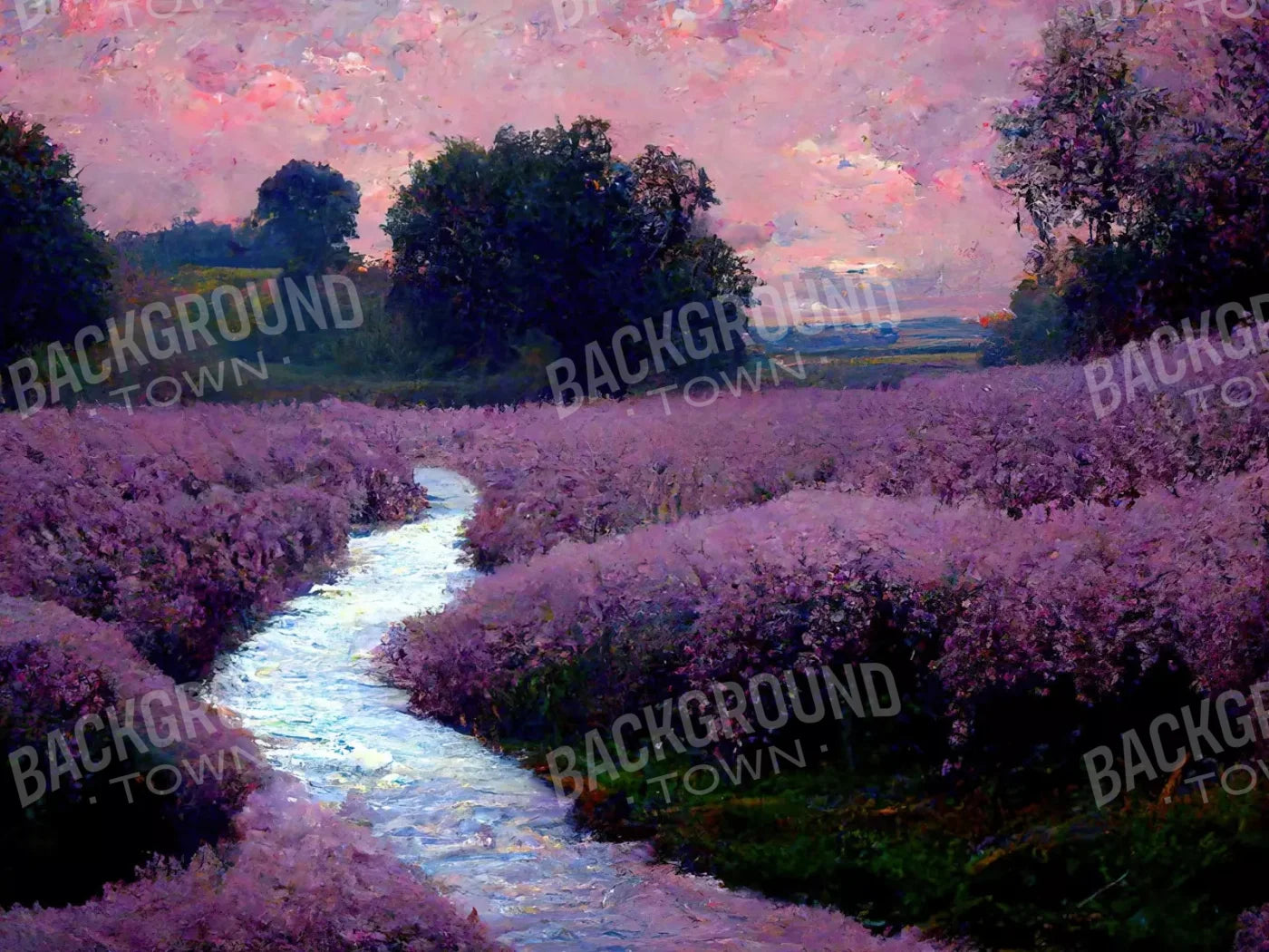 Lilac Field 7X5 Ultracloth ( 84 X 60 Inch ) Backdrop