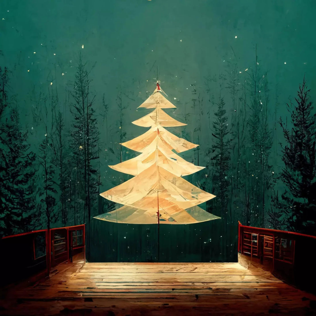 Lit Tree 10X10 Ultracloth ( 120 X Inch ) Backdrop